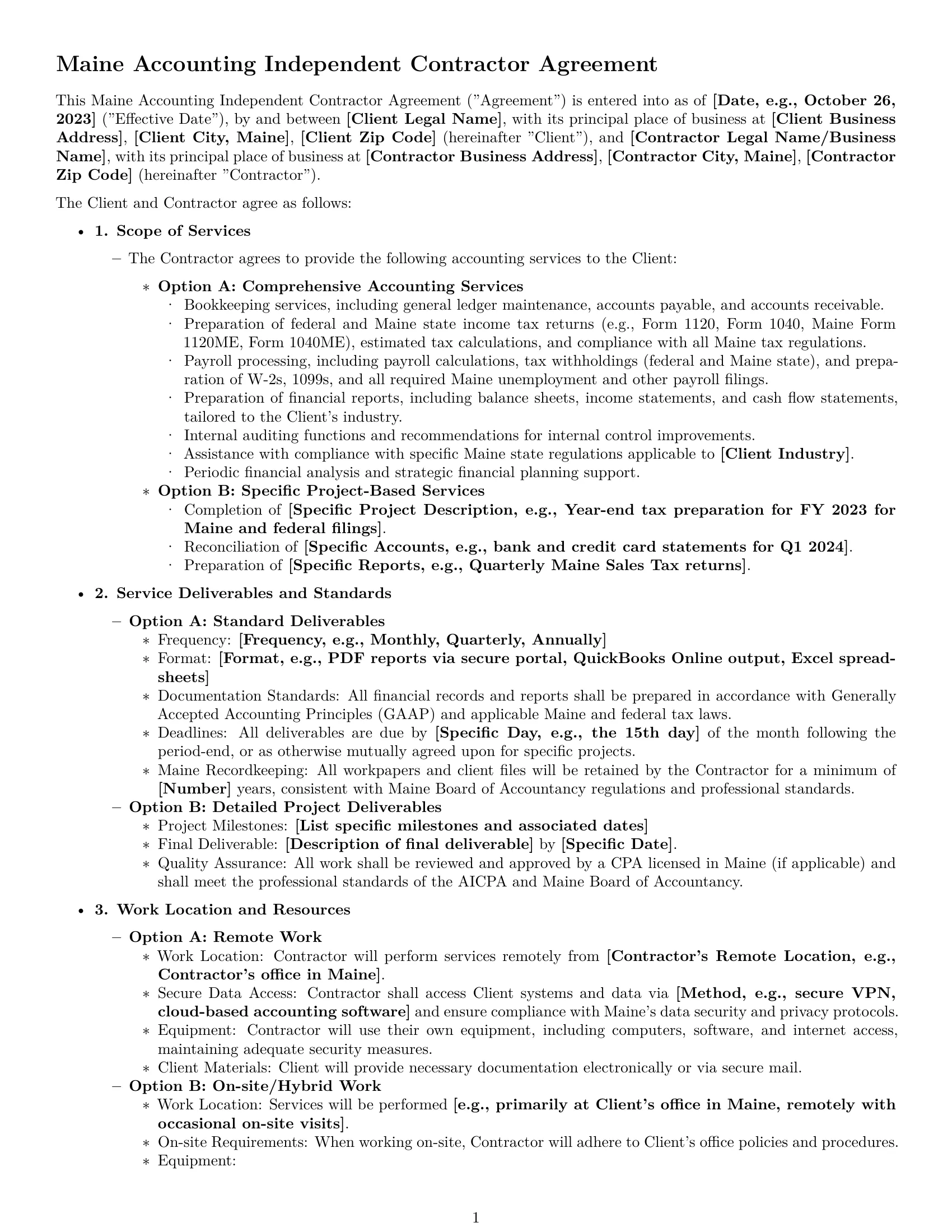 Preview page 1 of Pro Maine accounting independent contractor agreement template