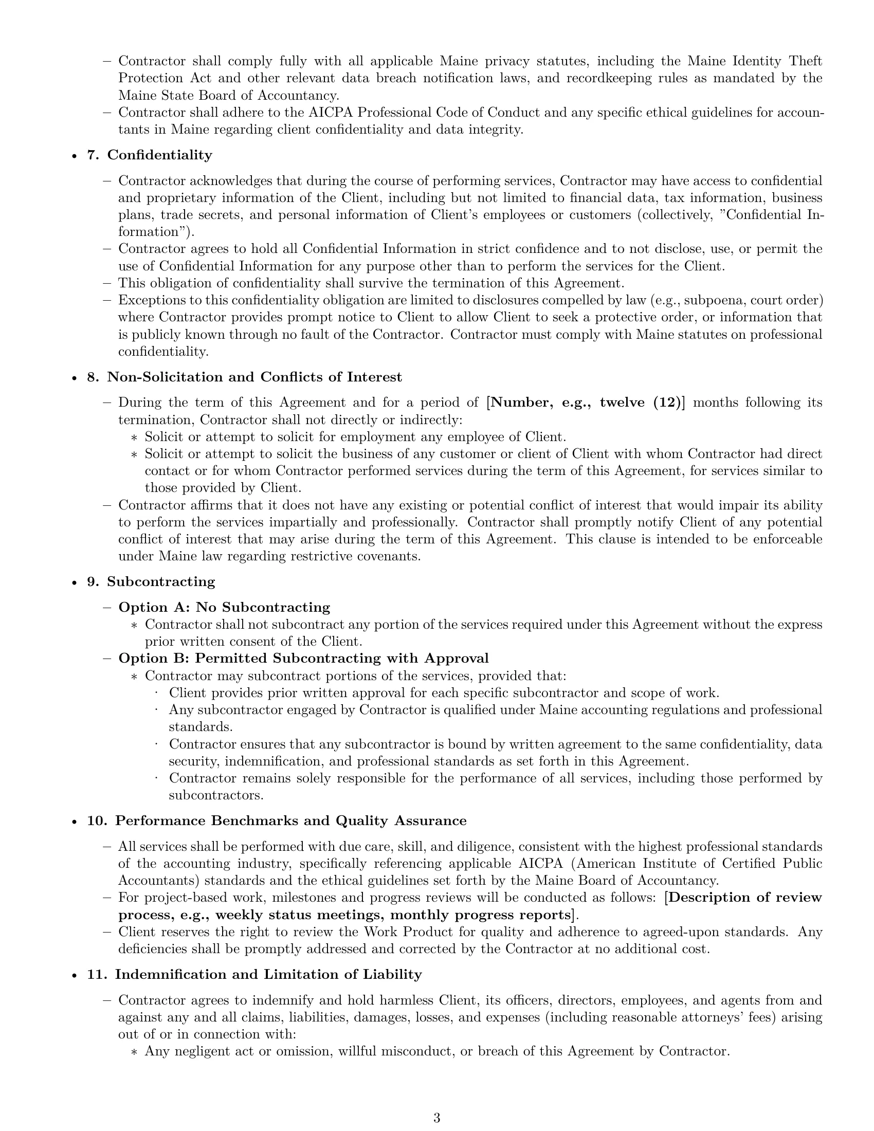 Preview page 3 of Pro Maine accounting independent contractor agreement template