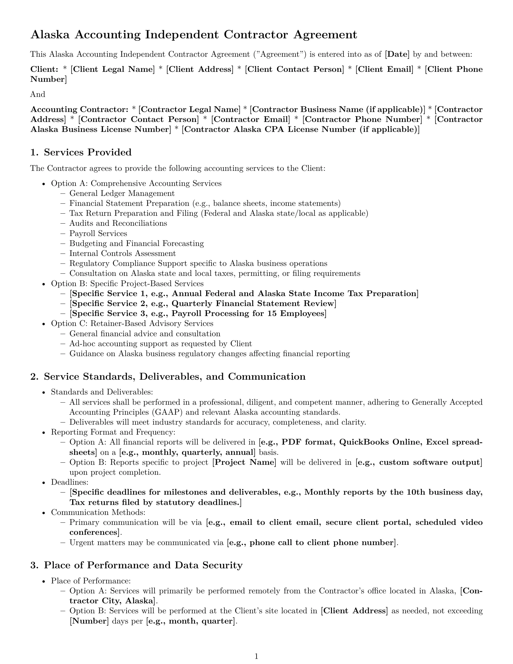 Preview page 1 of Pro Alaska accounting independent contractor agreement template