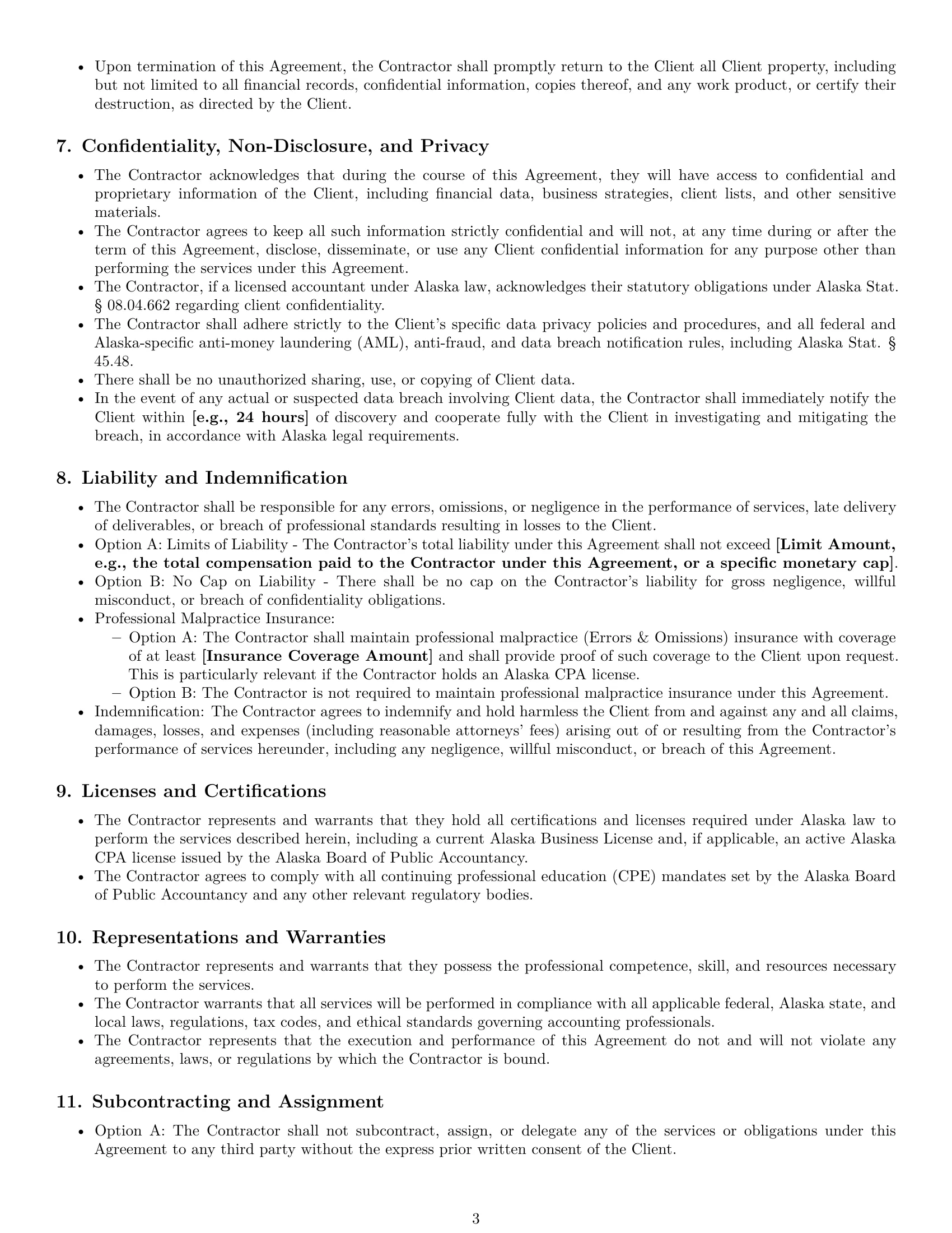 Preview page 3 of Pro Alaska accounting independent contractor agreement template