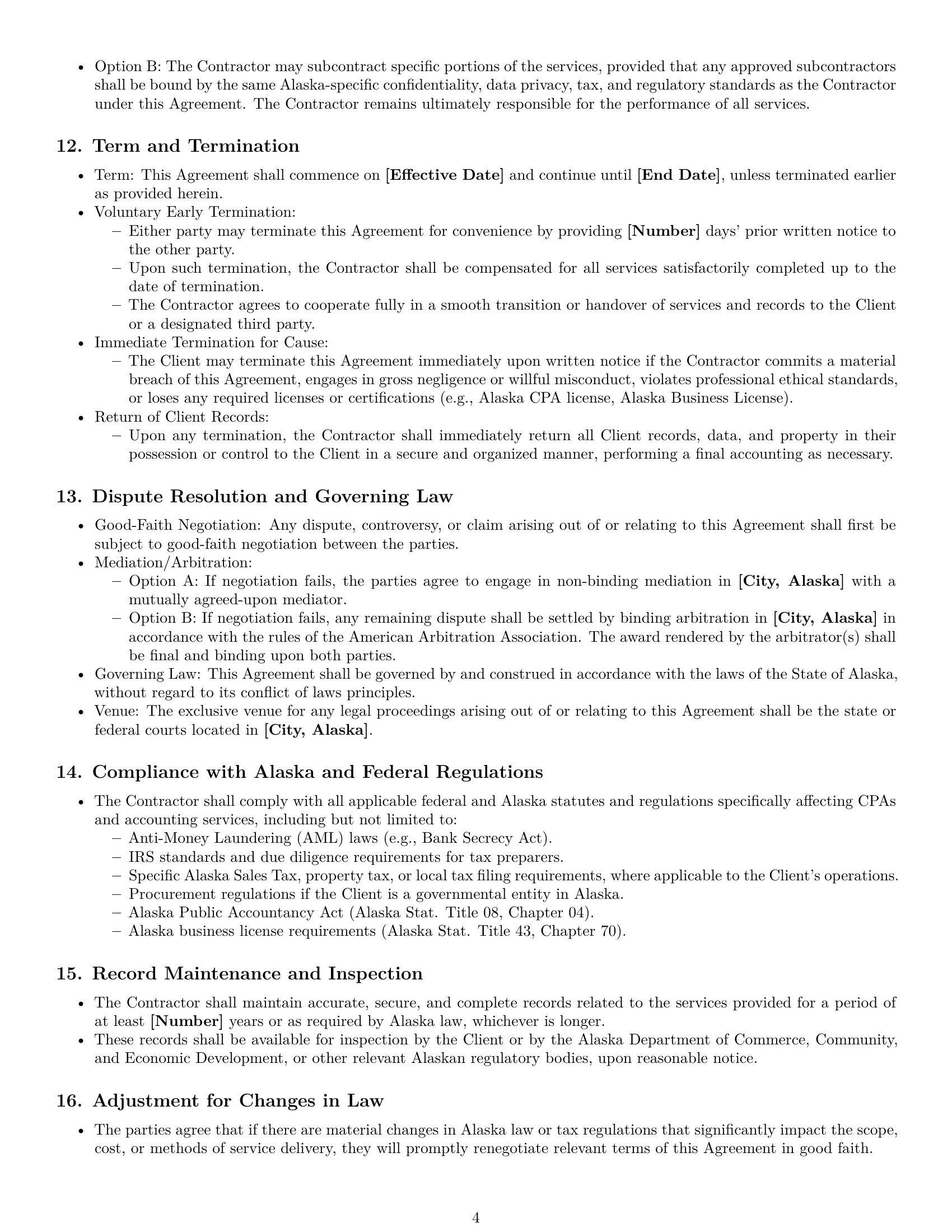 Preview page 4 of Pro Alaska accounting independent contractor agreement template