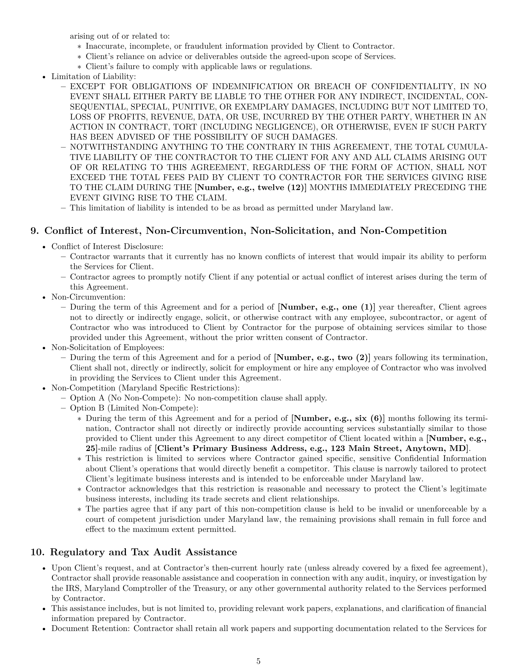 Preview page 5 of Pro Maryland accounting independent contractor agreement template