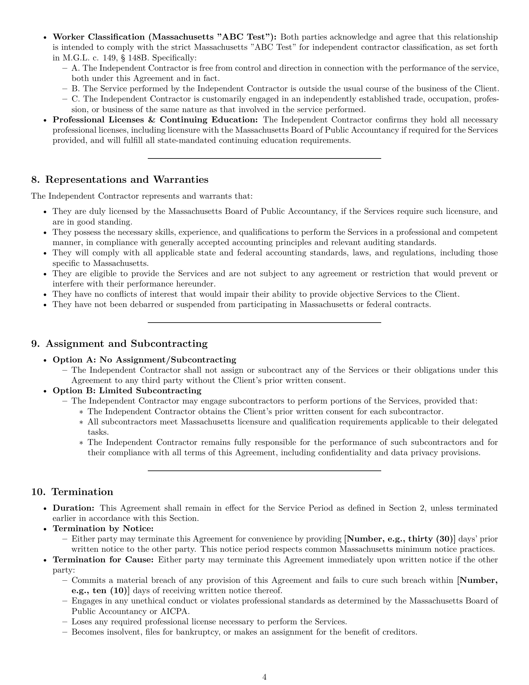 Preview page 4 of Pro Massachusetts accounting independent contractor agreement template