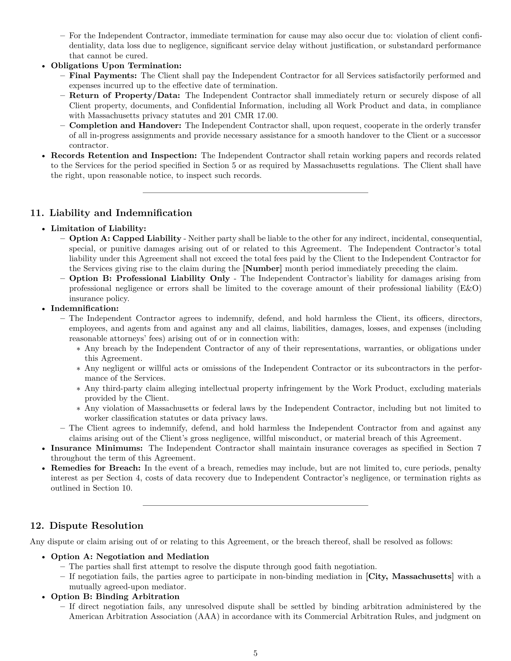 Preview page 5 of Pro Massachusetts accounting independent contractor agreement template