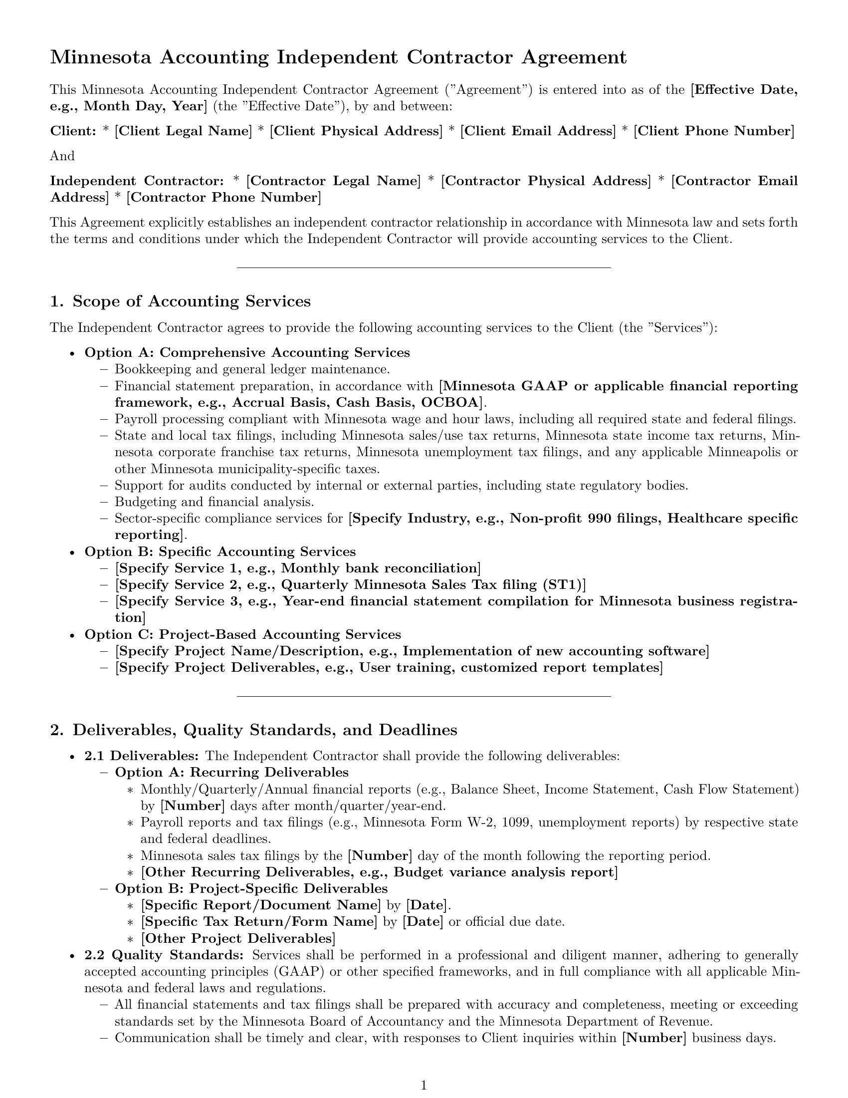 Preview page 1 of Pro Minnesota accounting independent contractor agreement template