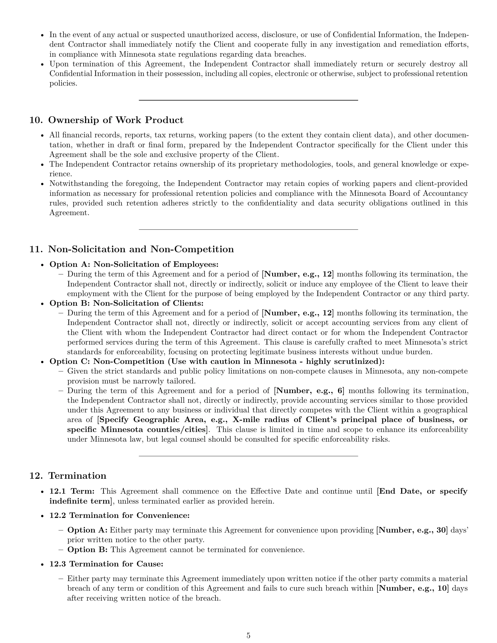 Preview page 5 of Pro Minnesota accounting independent contractor agreement template