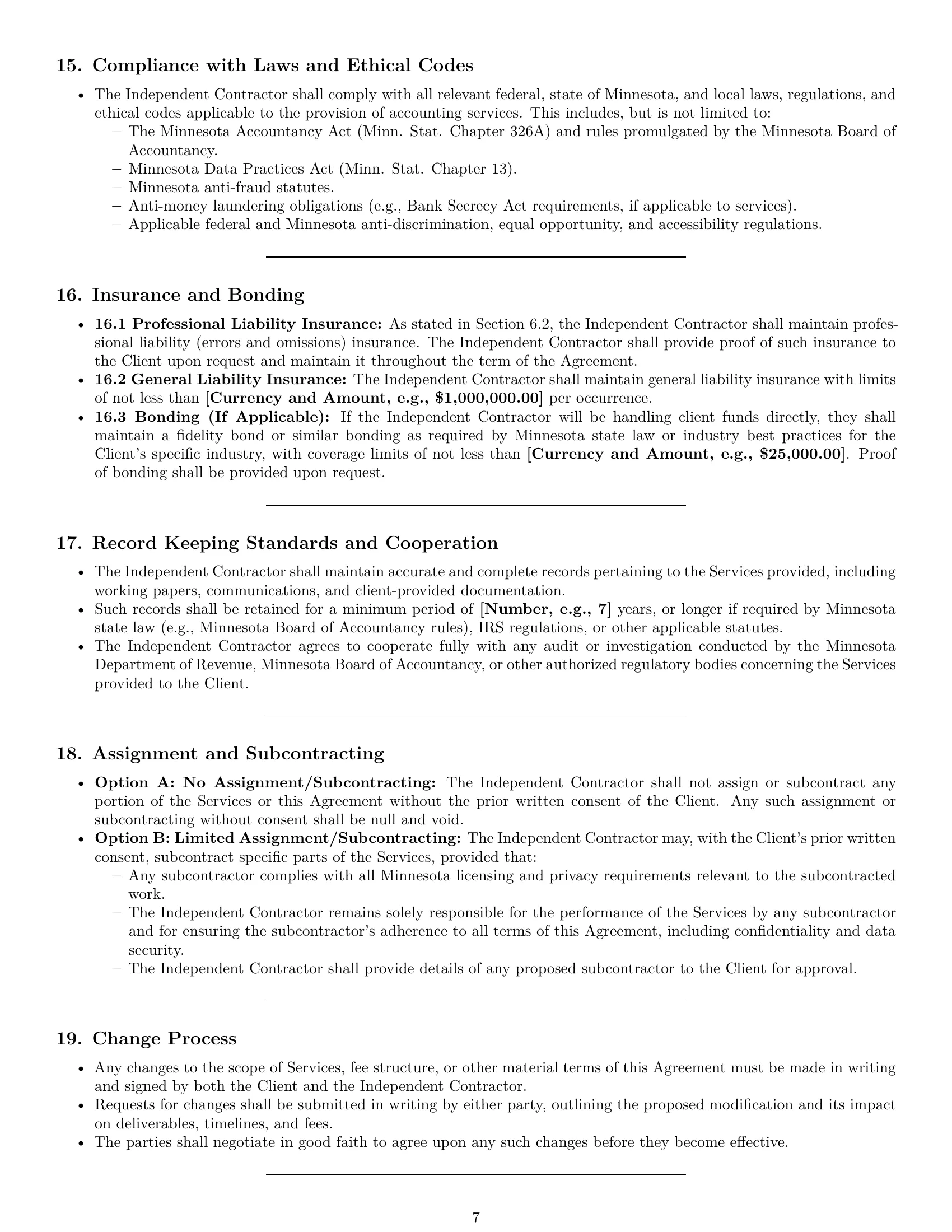 Preview page 7 of Pro Minnesota accounting independent contractor agreement template