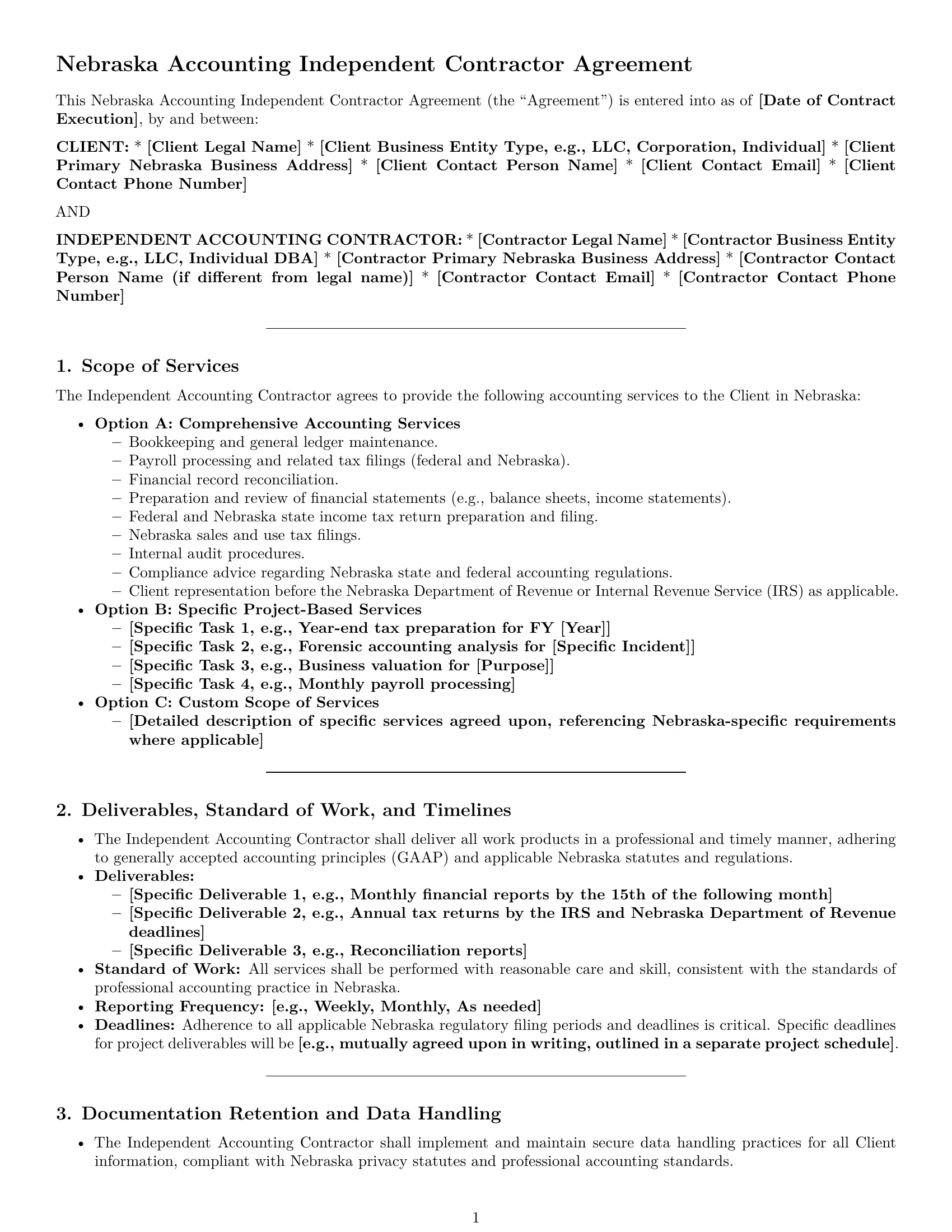 Preview page 1 of Pro Nebraska accounting independent contractor agreement template