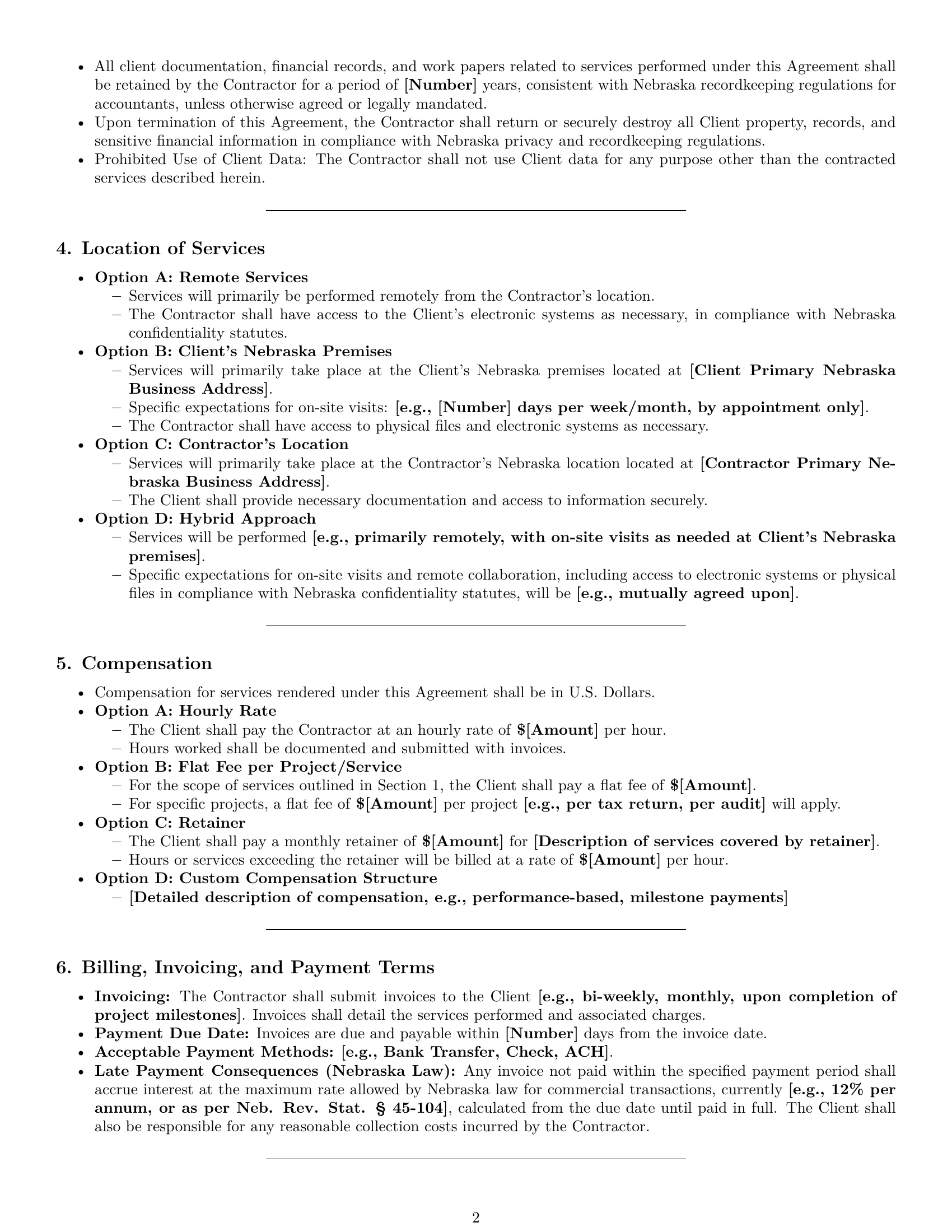 Preview page 2 of Pro Nebraska accounting independent contractor agreement template