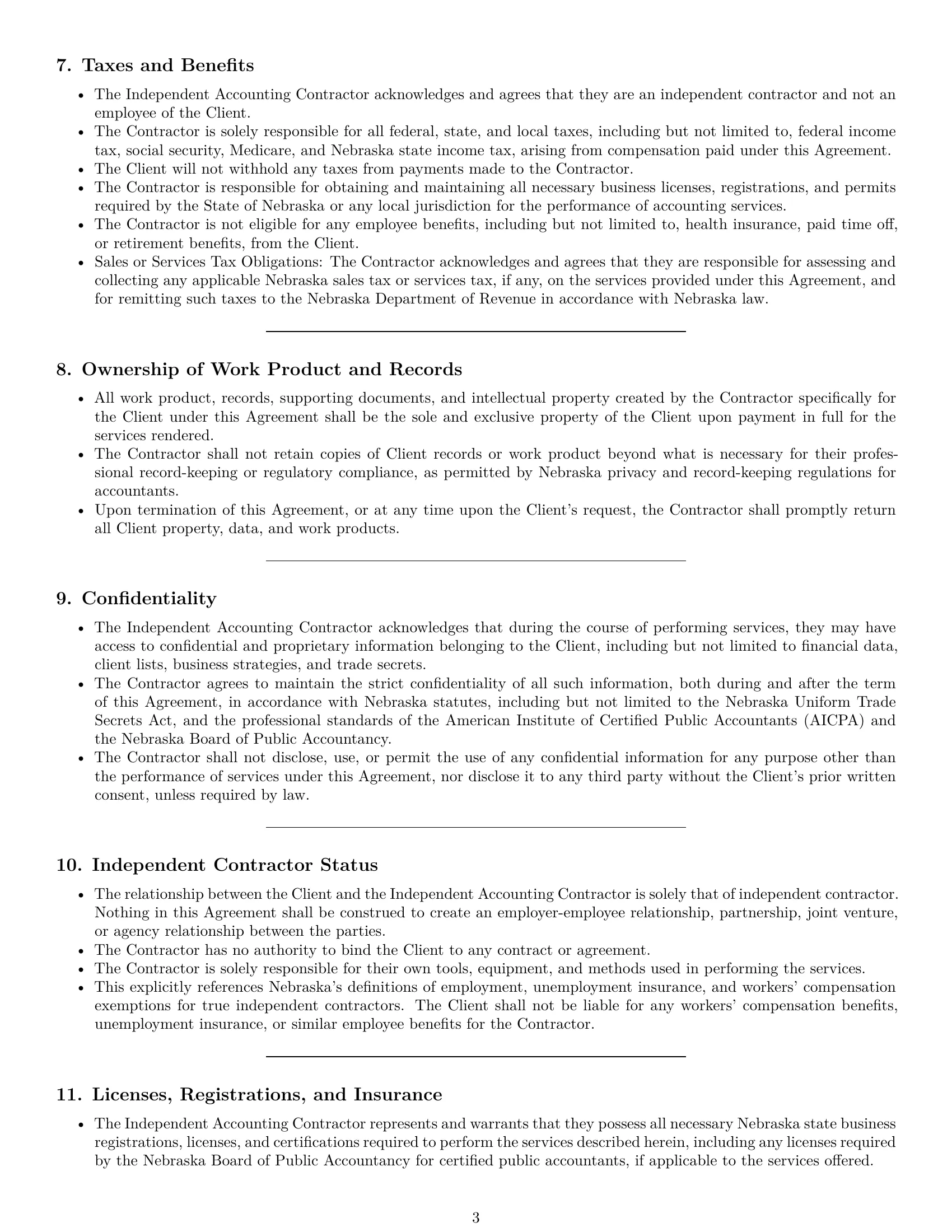 Preview page 3 of Pro Nebraska accounting independent contractor agreement template