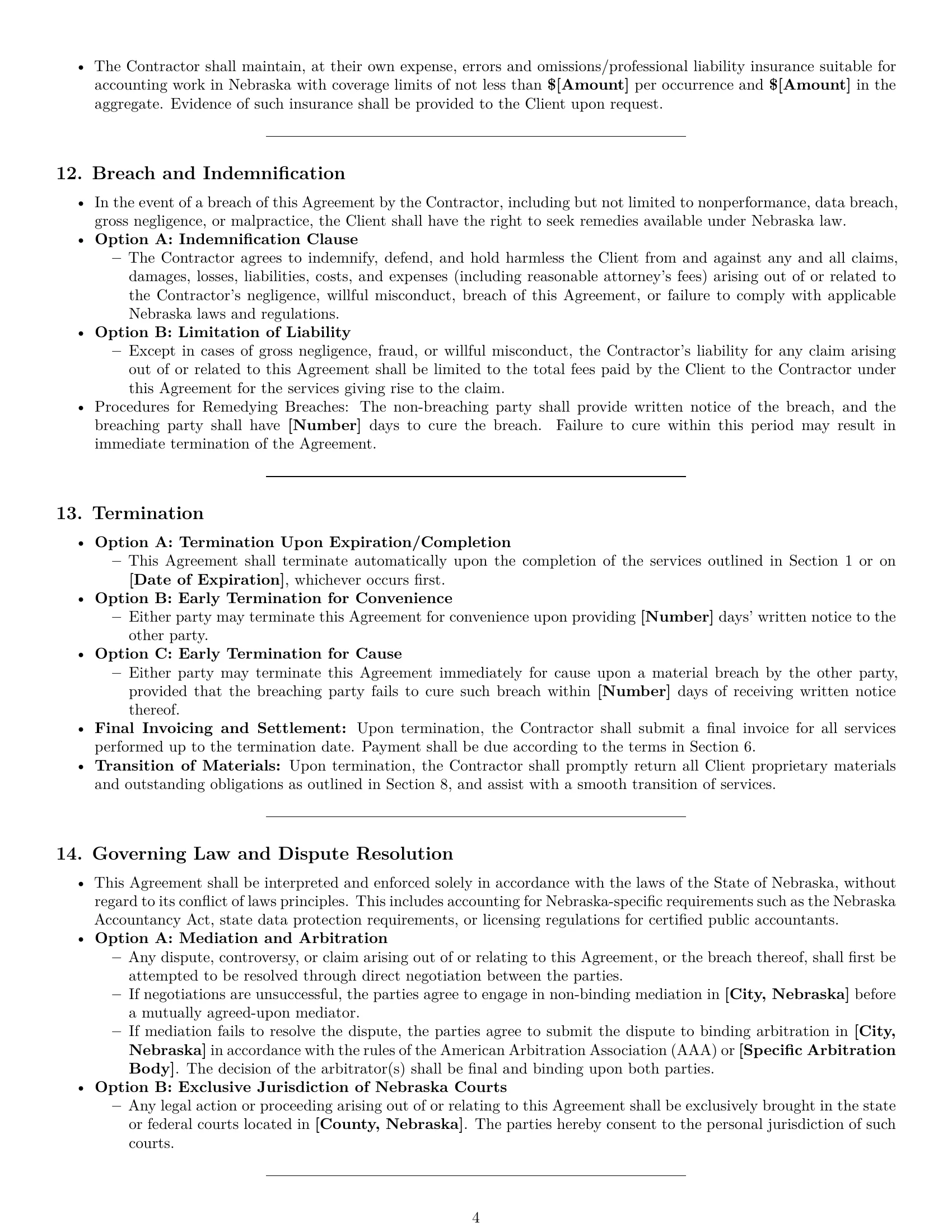 Preview page 4 of Pro Nebraska accounting independent contractor agreement template