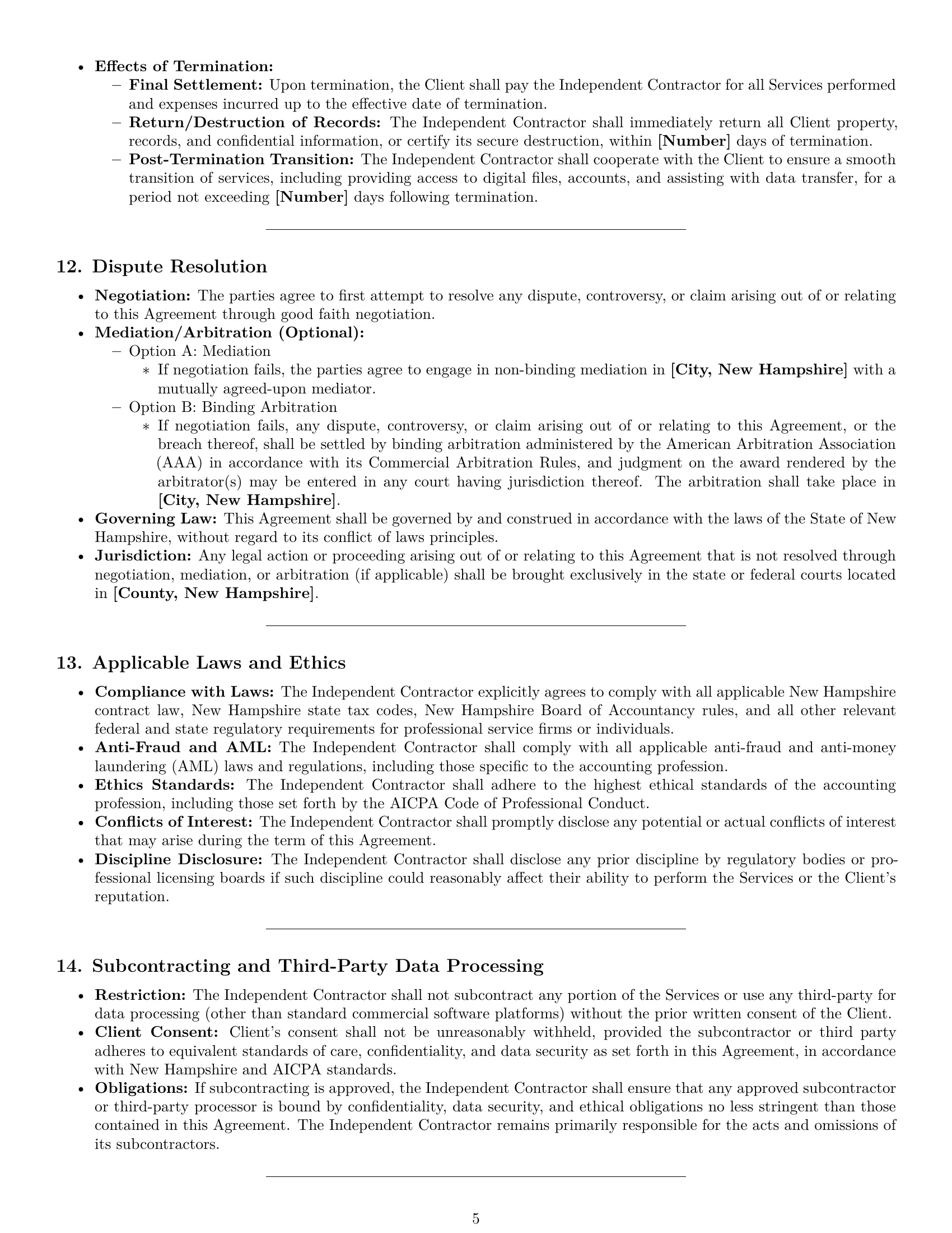 Preview page 5 of Pro New Hampshire accounting independent contractor agreement template