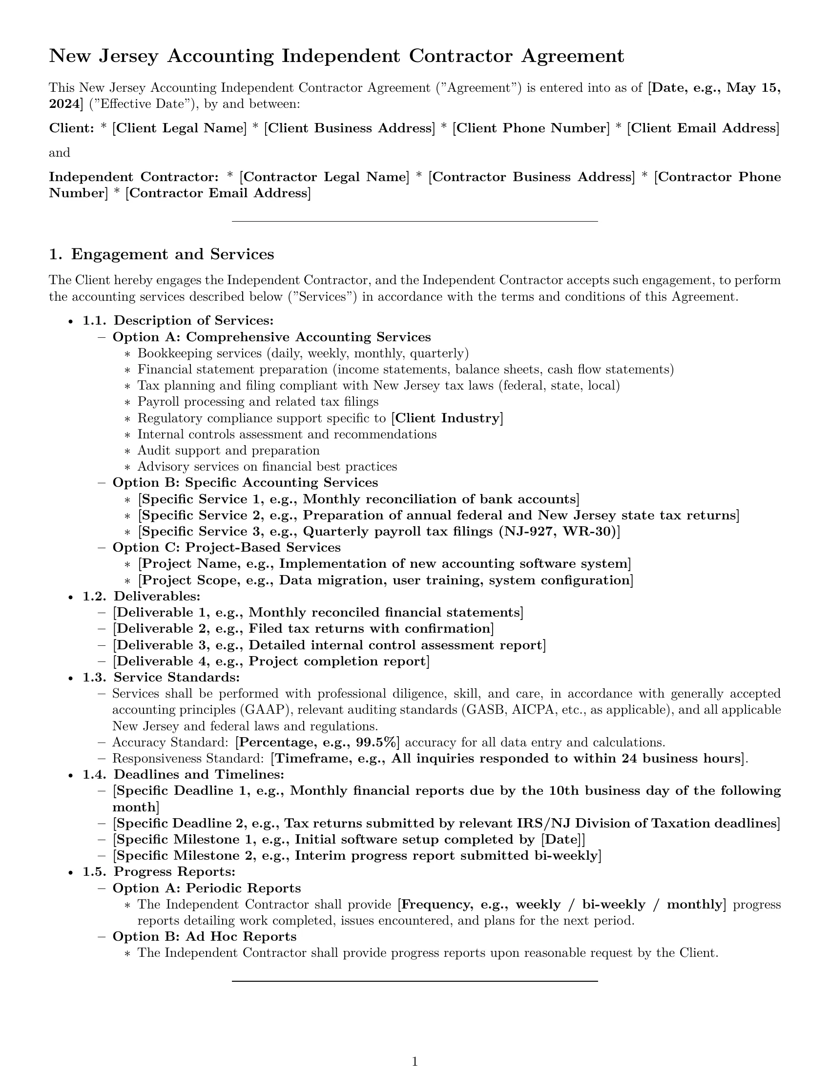 Preview page 1 of Pro New Jersey accounting independent contractor agreement template