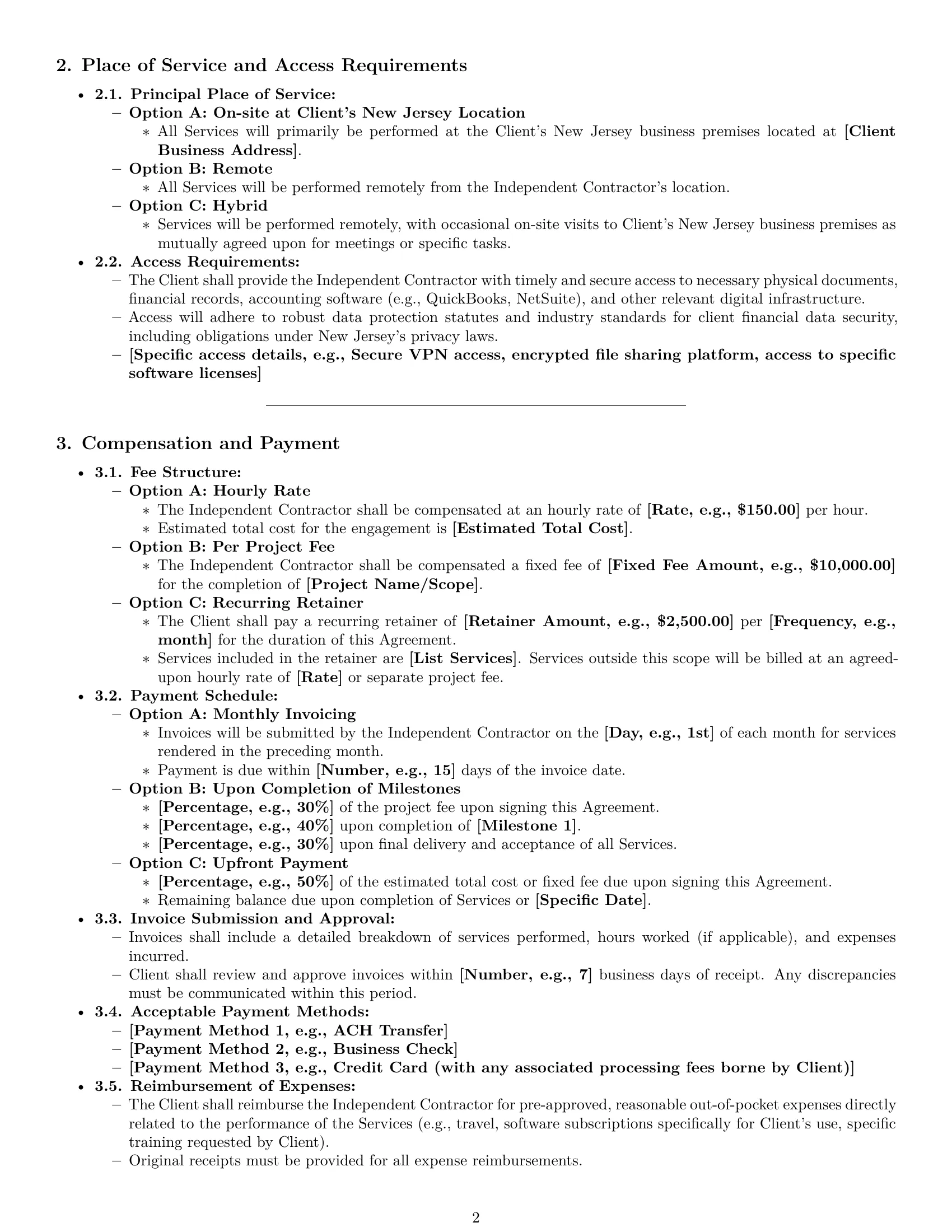 Preview page 2 of Pro New Jersey accounting independent contractor agreement template