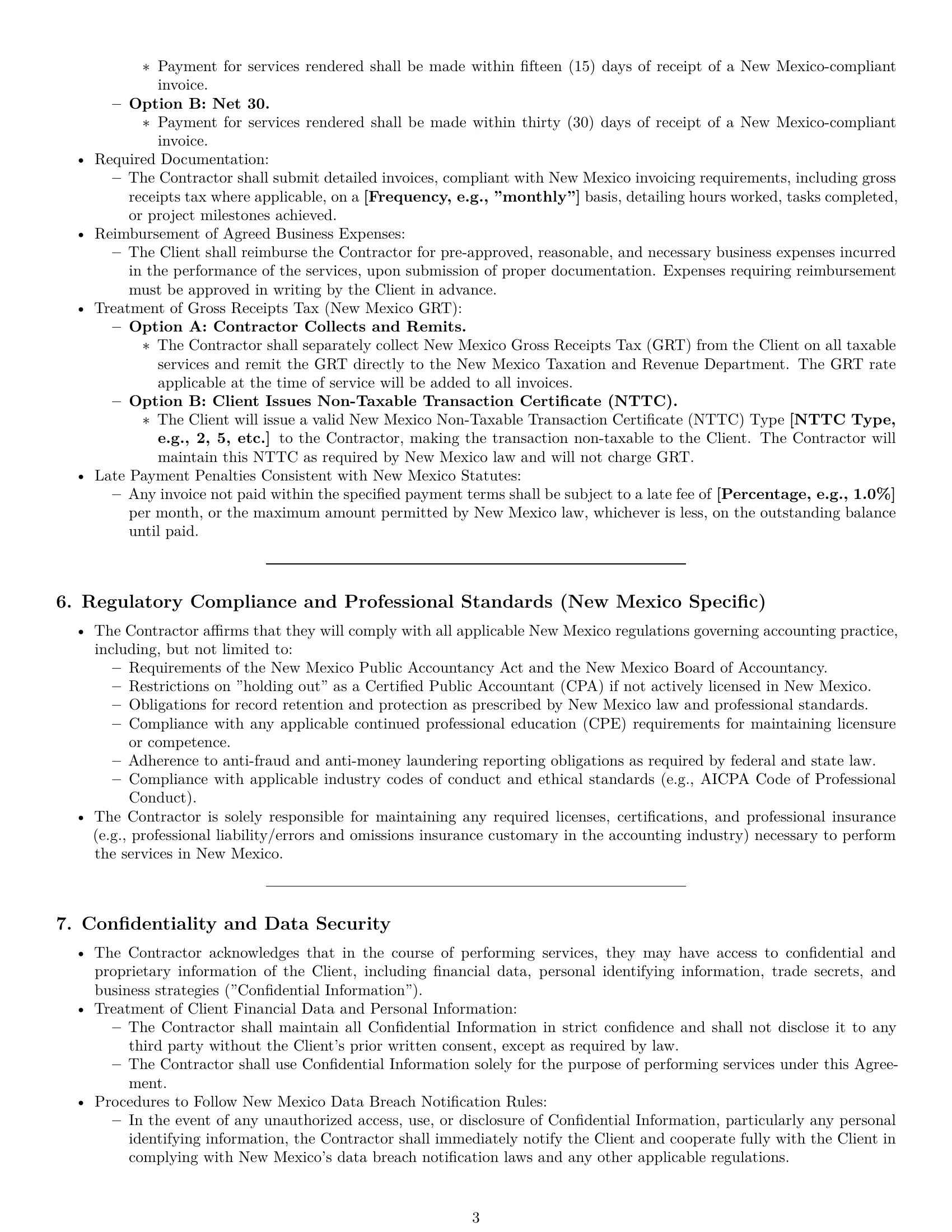 Preview page 3 of Pro New Mexico accounting independent contractor agreement template