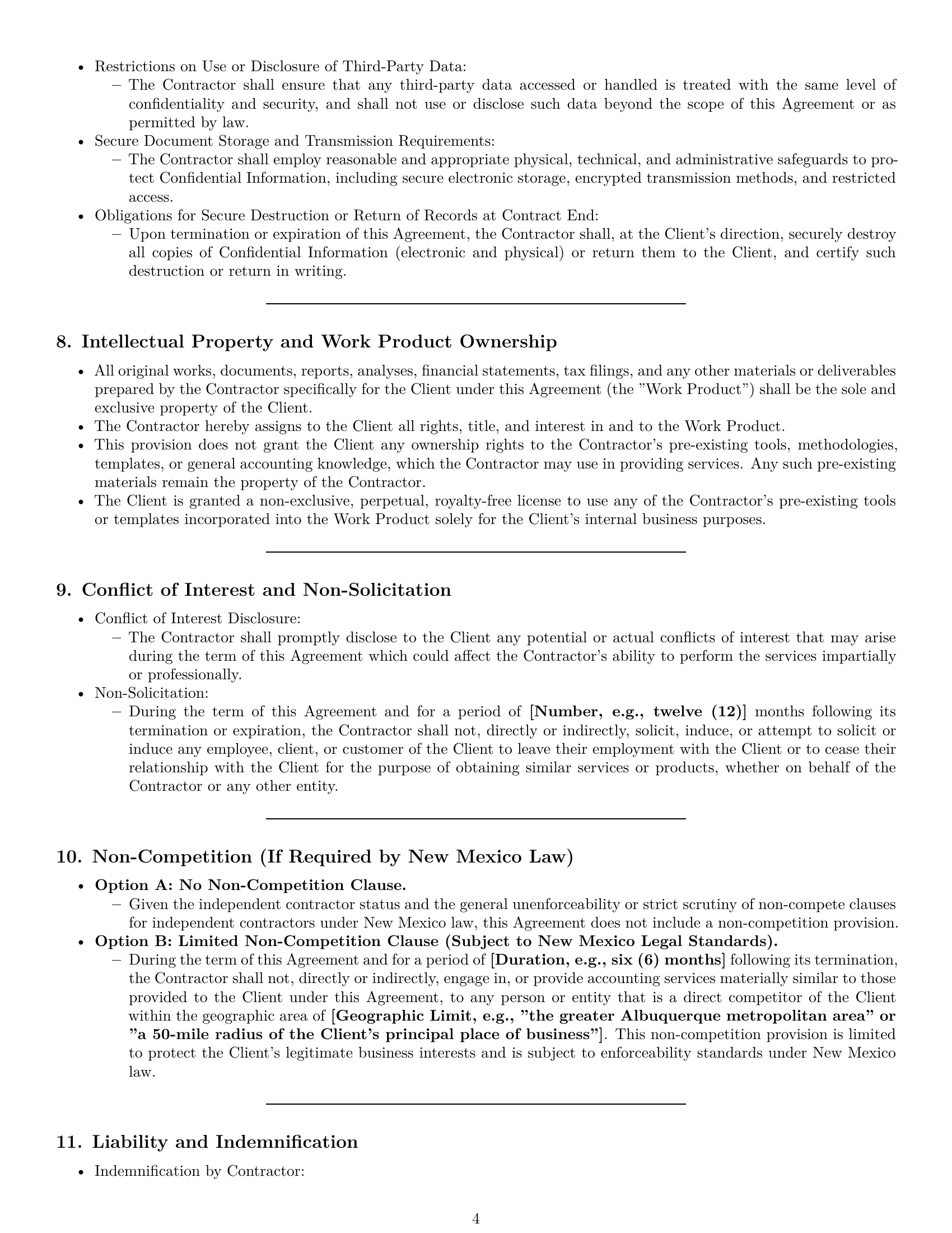 Preview page 4 of Pro New Mexico accounting independent contractor agreement template