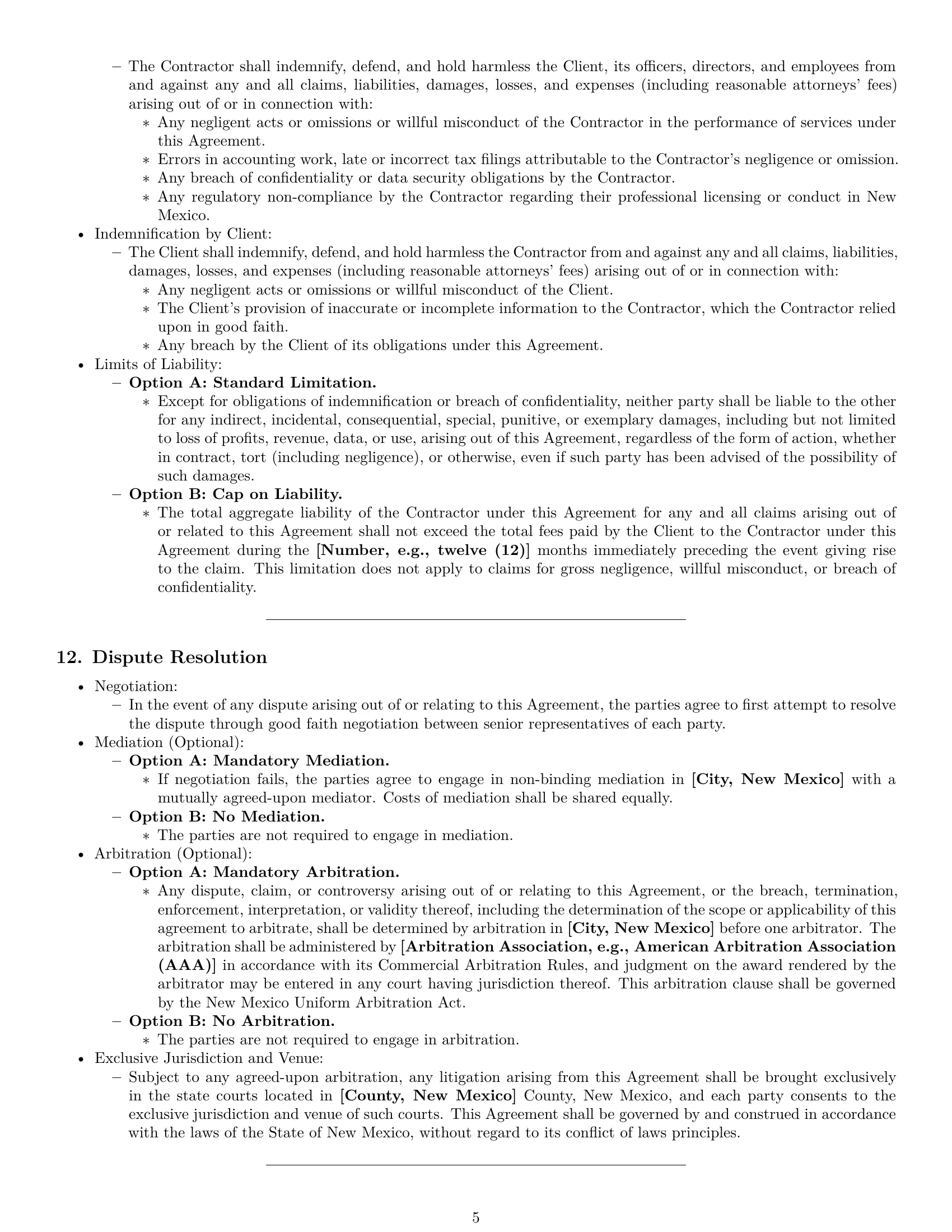Preview page 5 of Pro New Mexico accounting independent contractor agreement template