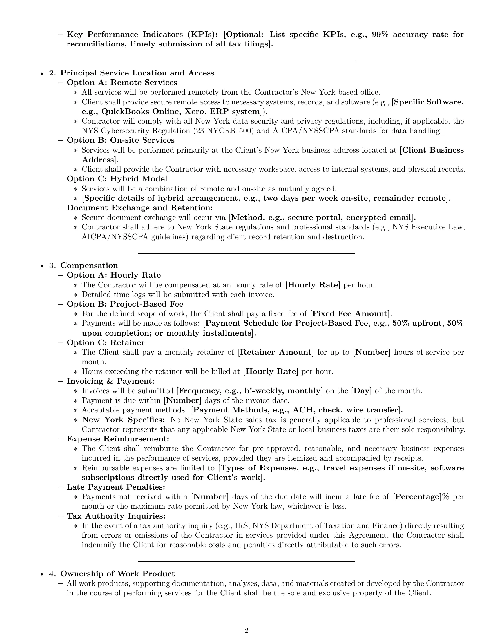 Preview page 2 of Pro New York accounting independent contractor agreement template
