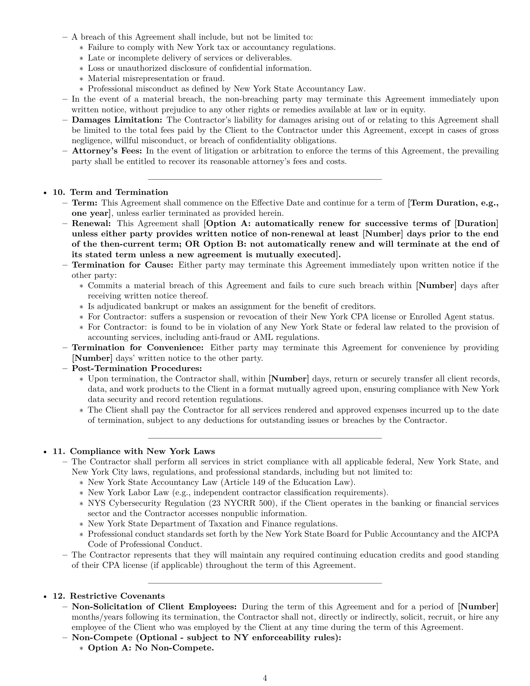 Preview page 4 of Pro New York accounting independent contractor agreement template