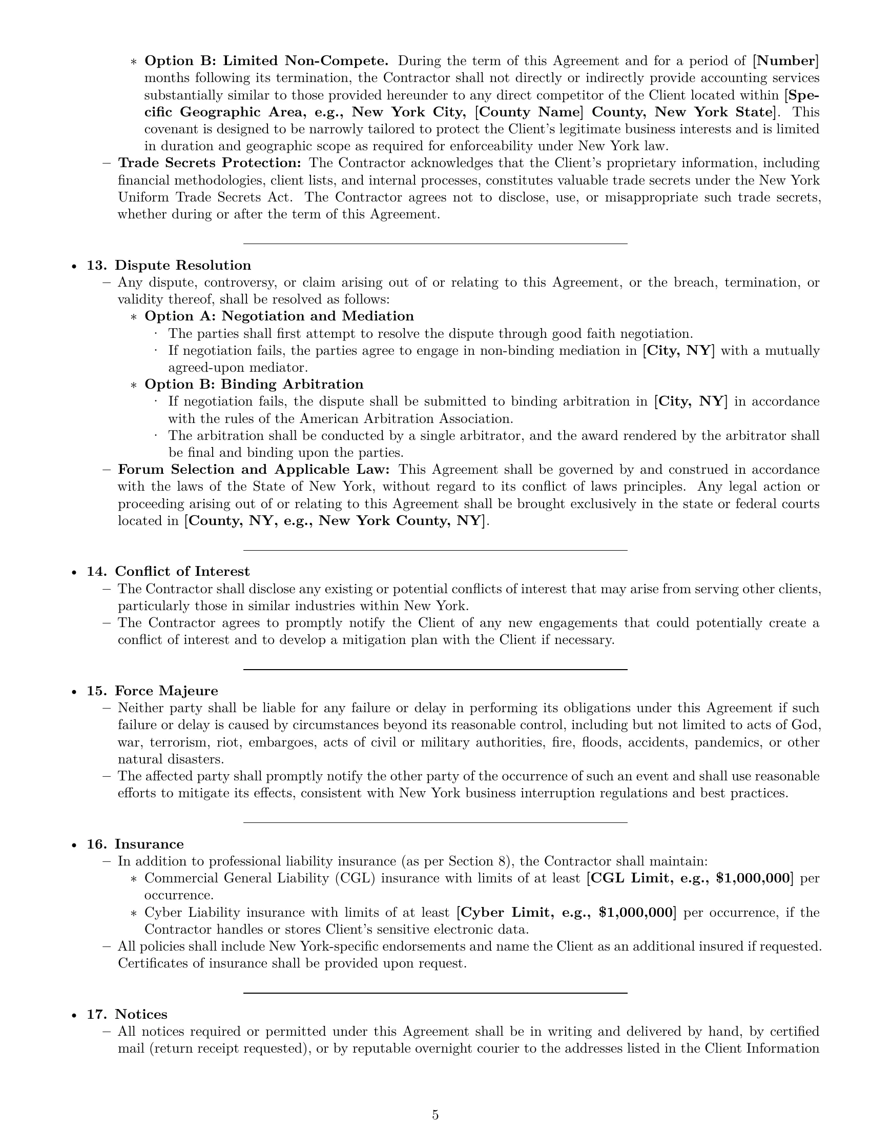 Preview page 5 of Pro New York accounting independent contractor agreement template