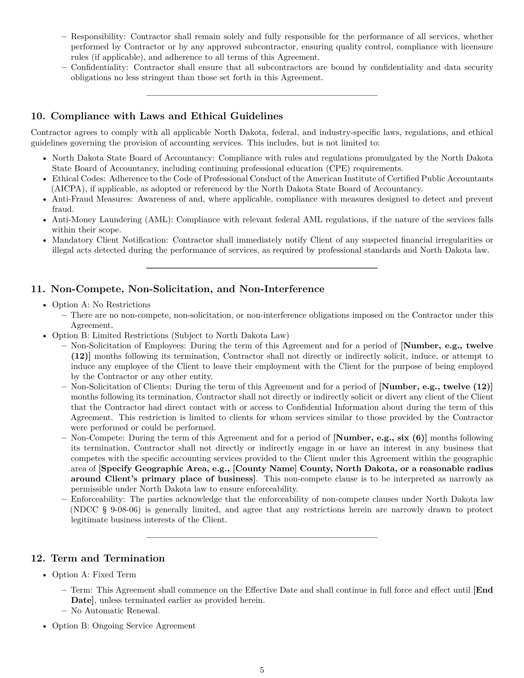 Preview page 5 of Pro North Dakota accounting independent contractor agreement template