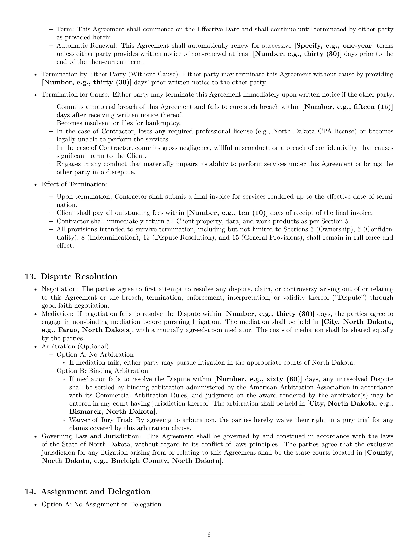 Preview page 6 of Pro North Dakota accounting independent contractor agreement template