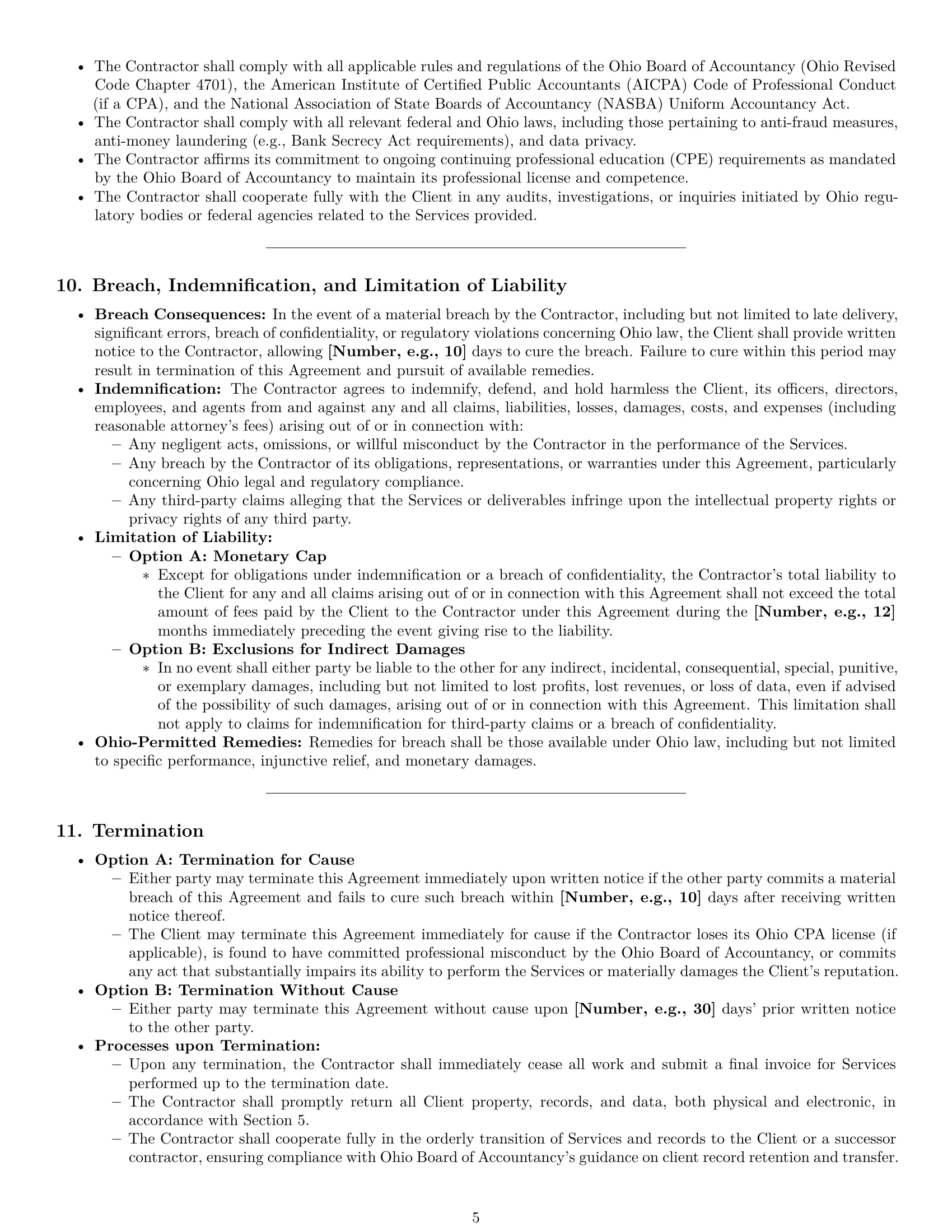 Preview page 5 of Pro Ohio accounting independent contractor agreement template