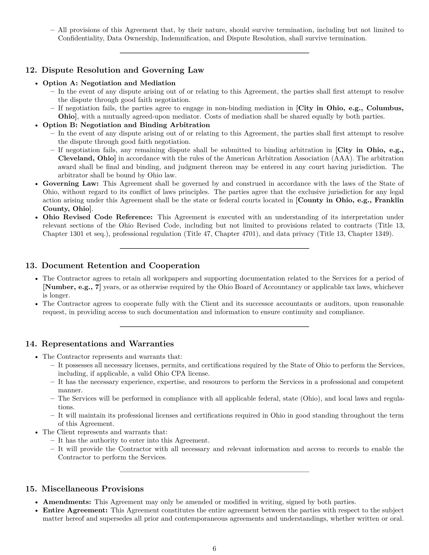 Preview page 6 of Pro Ohio accounting independent contractor agreement template