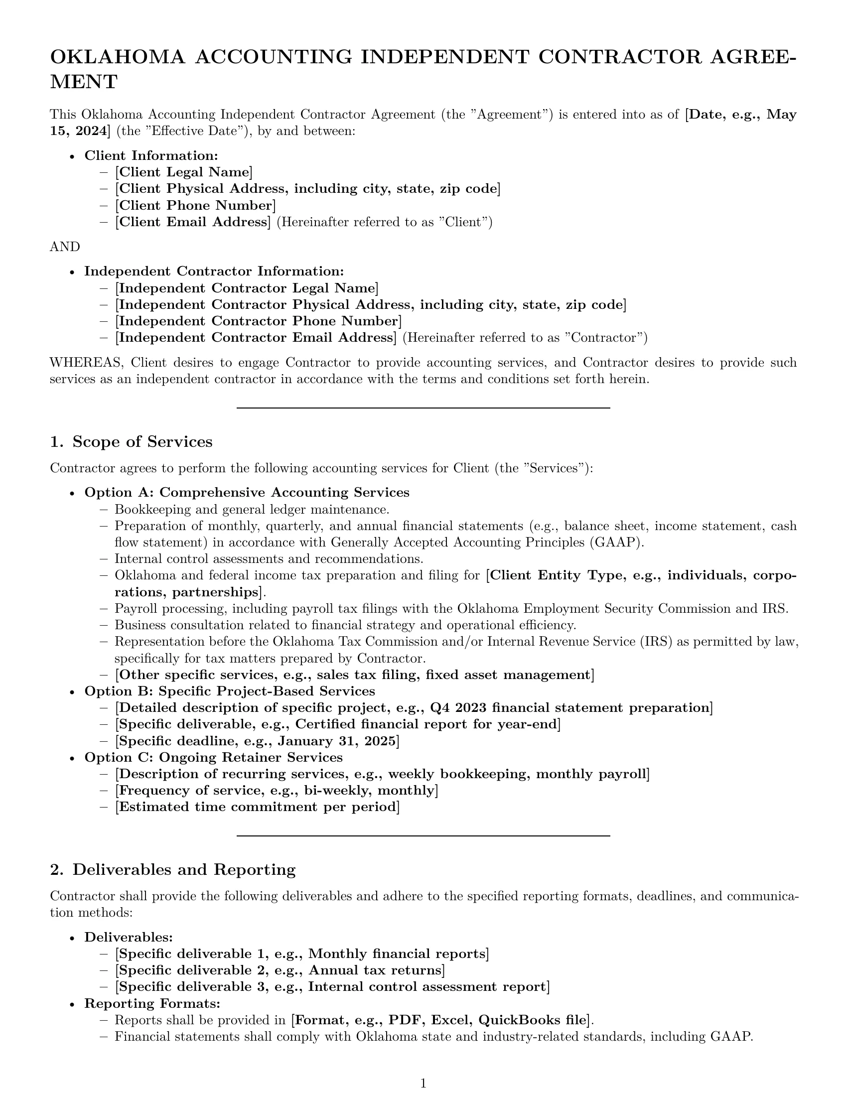 Preview page 1 of Pro Oklahoma accounting independent contractor agreement template