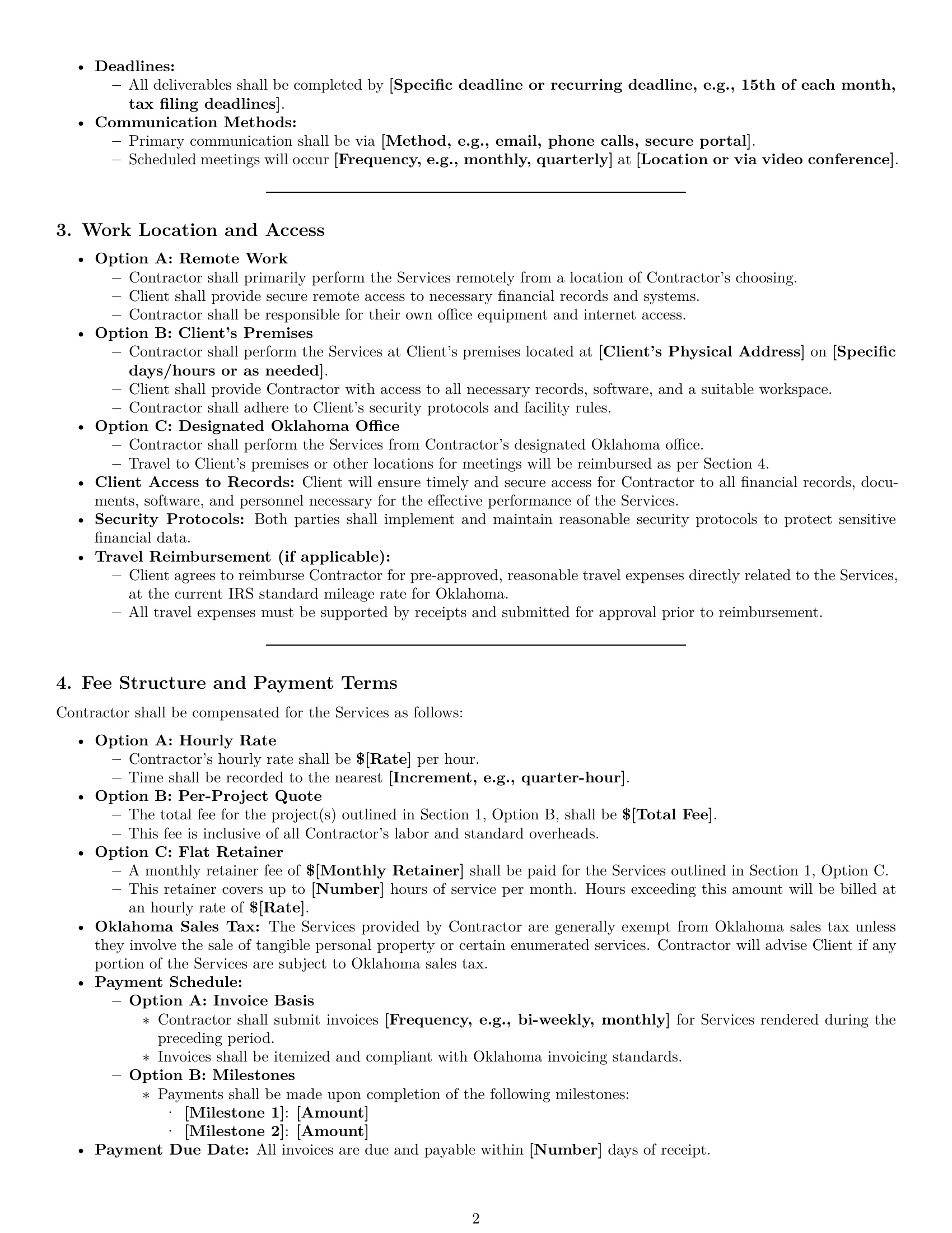 Preview page 2 of Pro Oklahoma accounting independent contractor agreement template