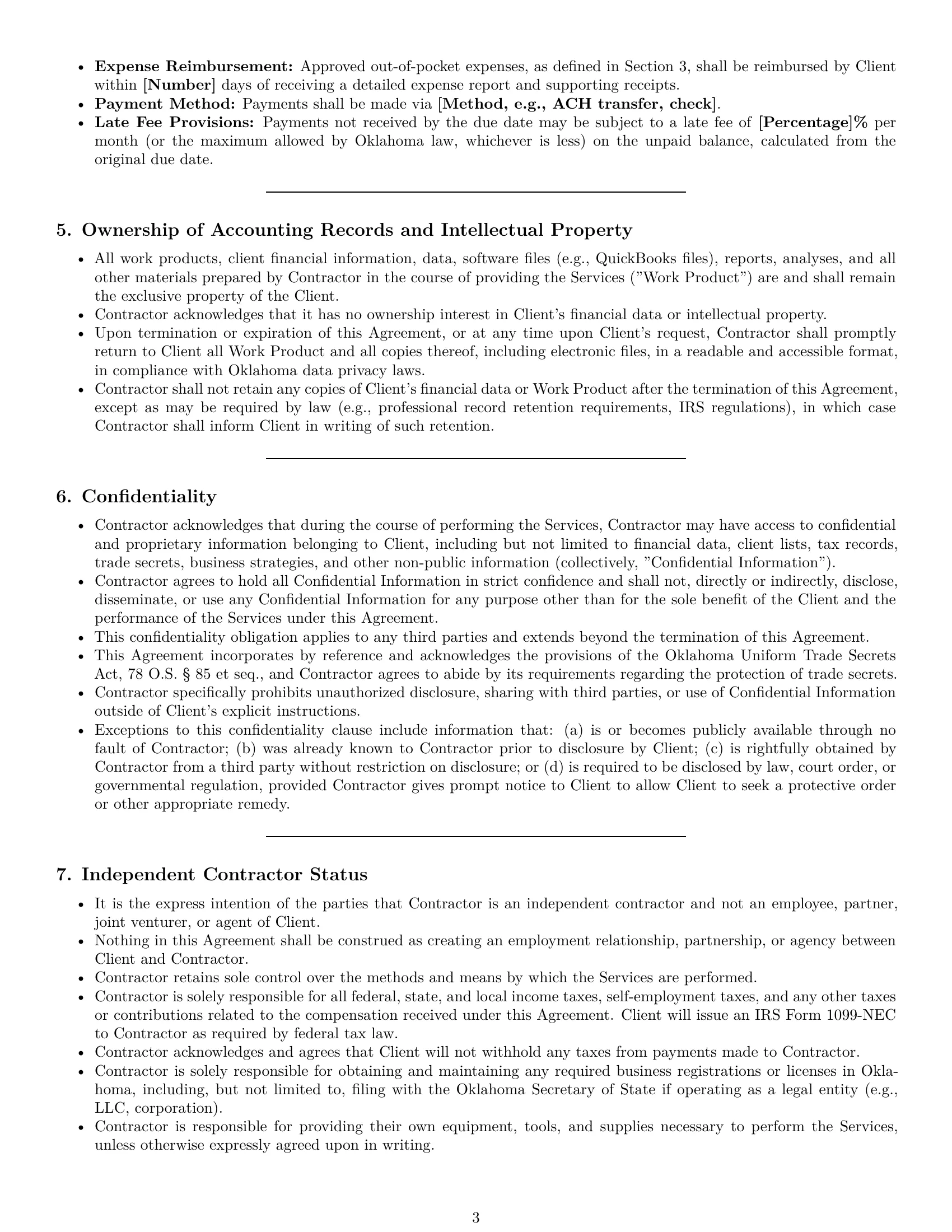 Preview page 3 of Pro Oklahoma accounting independent contractor agreement template