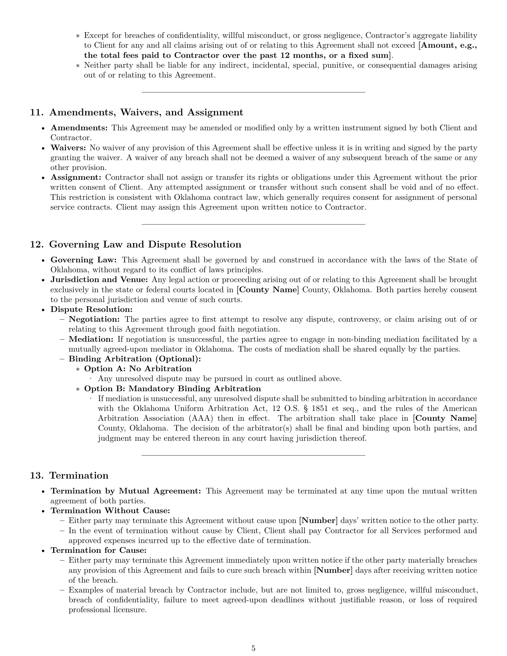 Preview page 5 of Pro Oklahoma accounting independent contractor agreement template