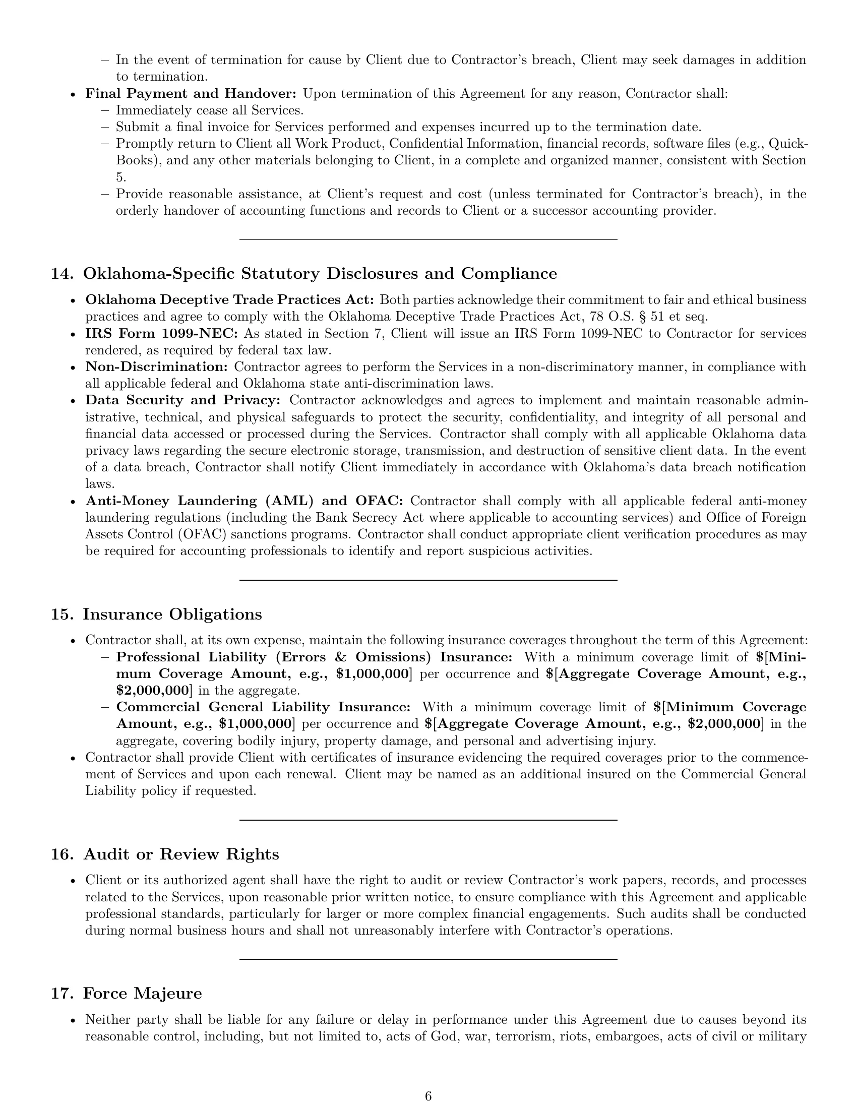 Preview page 6 of Pro Oklahoma accounting independent contractor agreement template