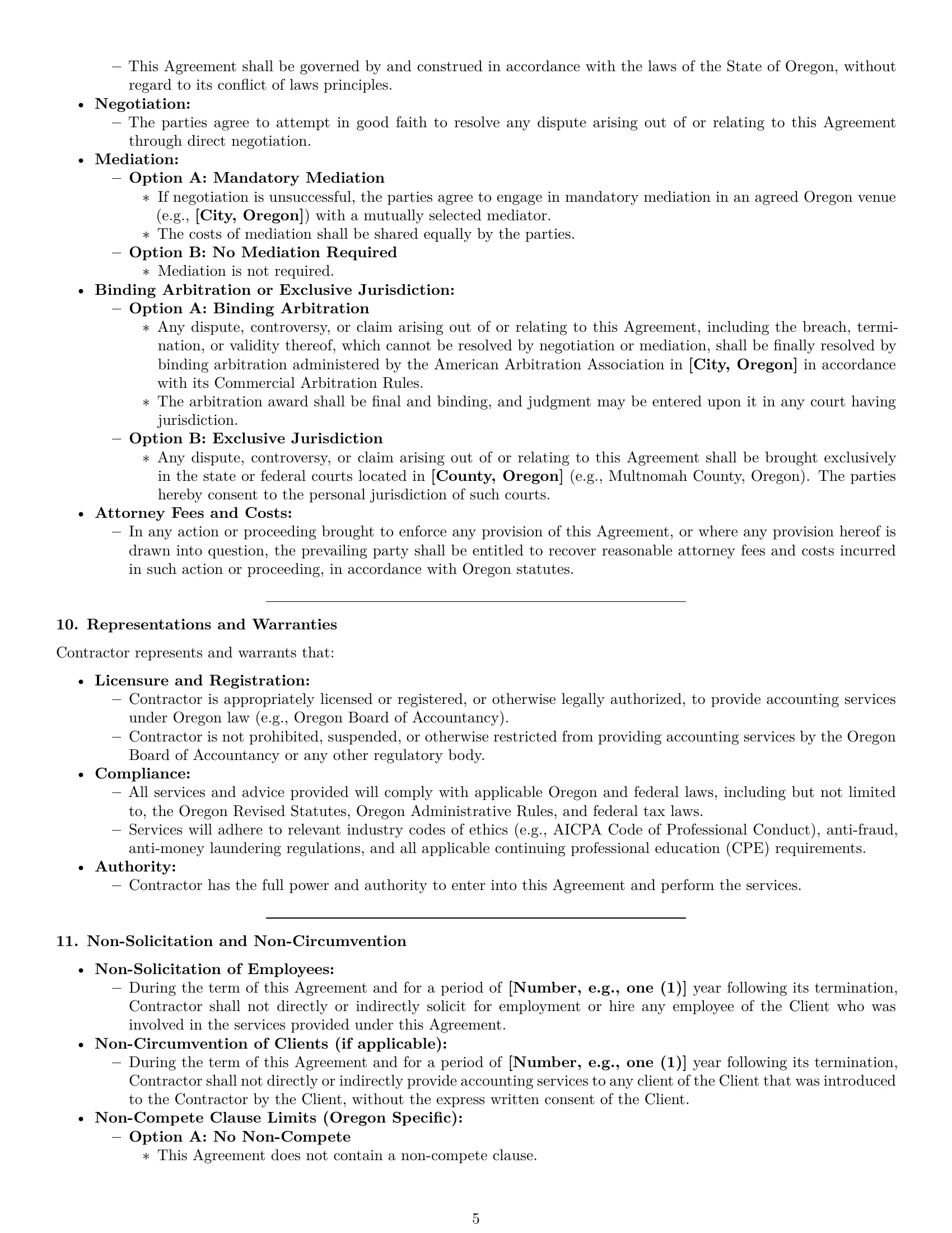 Preview page 5 of Pro Oregon accounting independent contractor agreement template