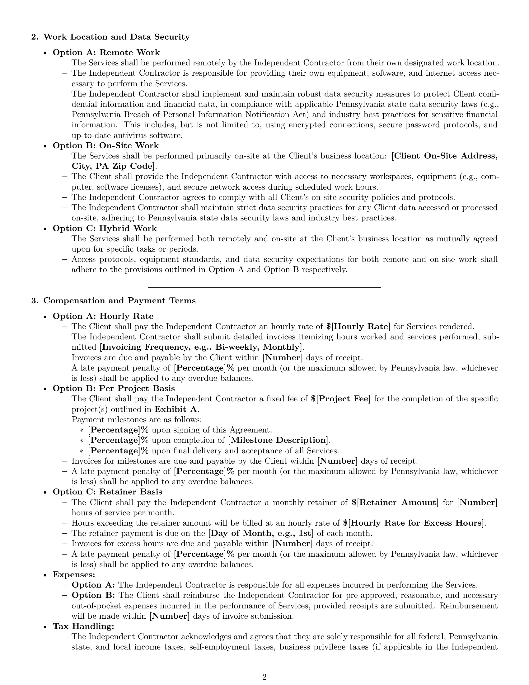 Preview page 2 of Pro Pennsylvania accounting independent contractor agreement template
