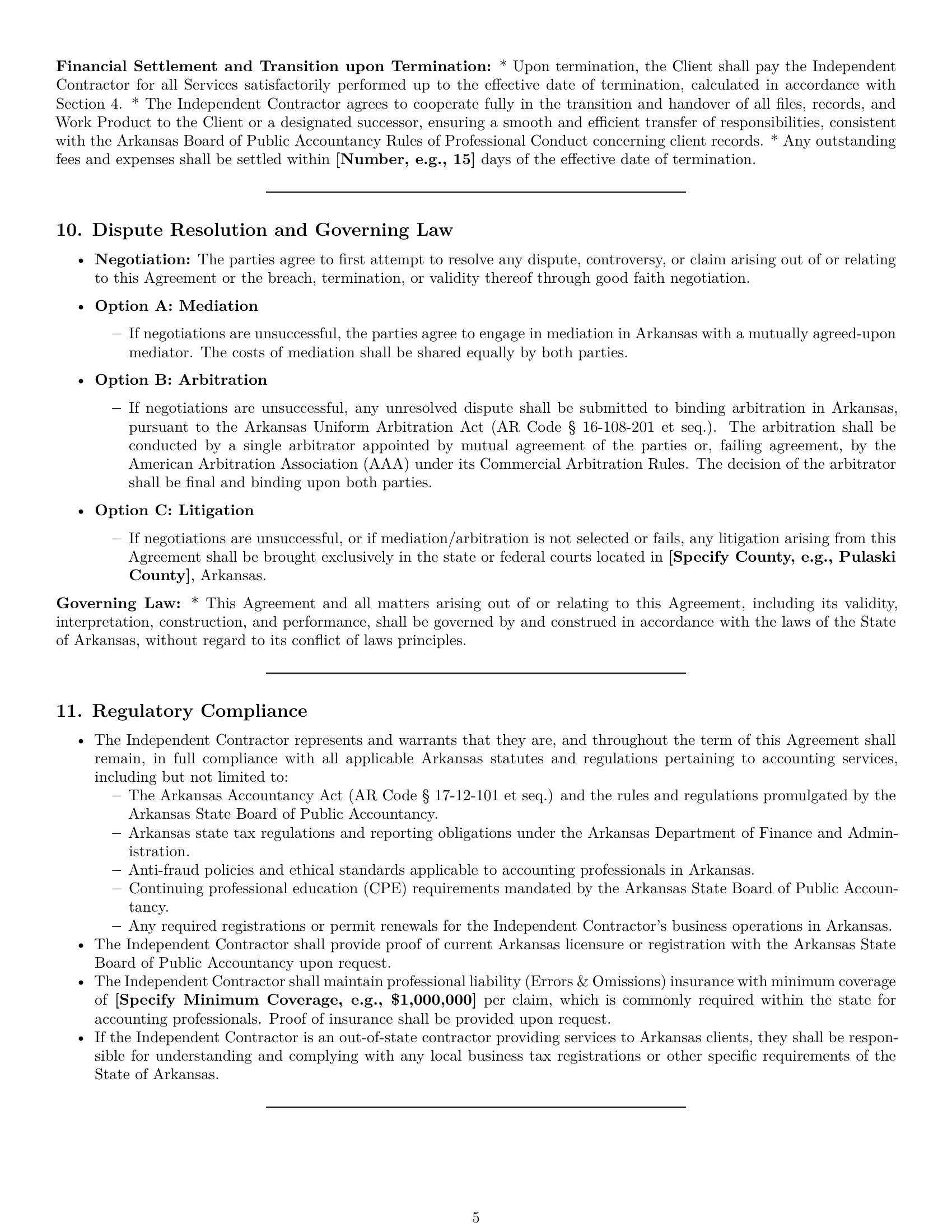 Preview page 5 of Pro Arkansas accounting independent contractor agreement template