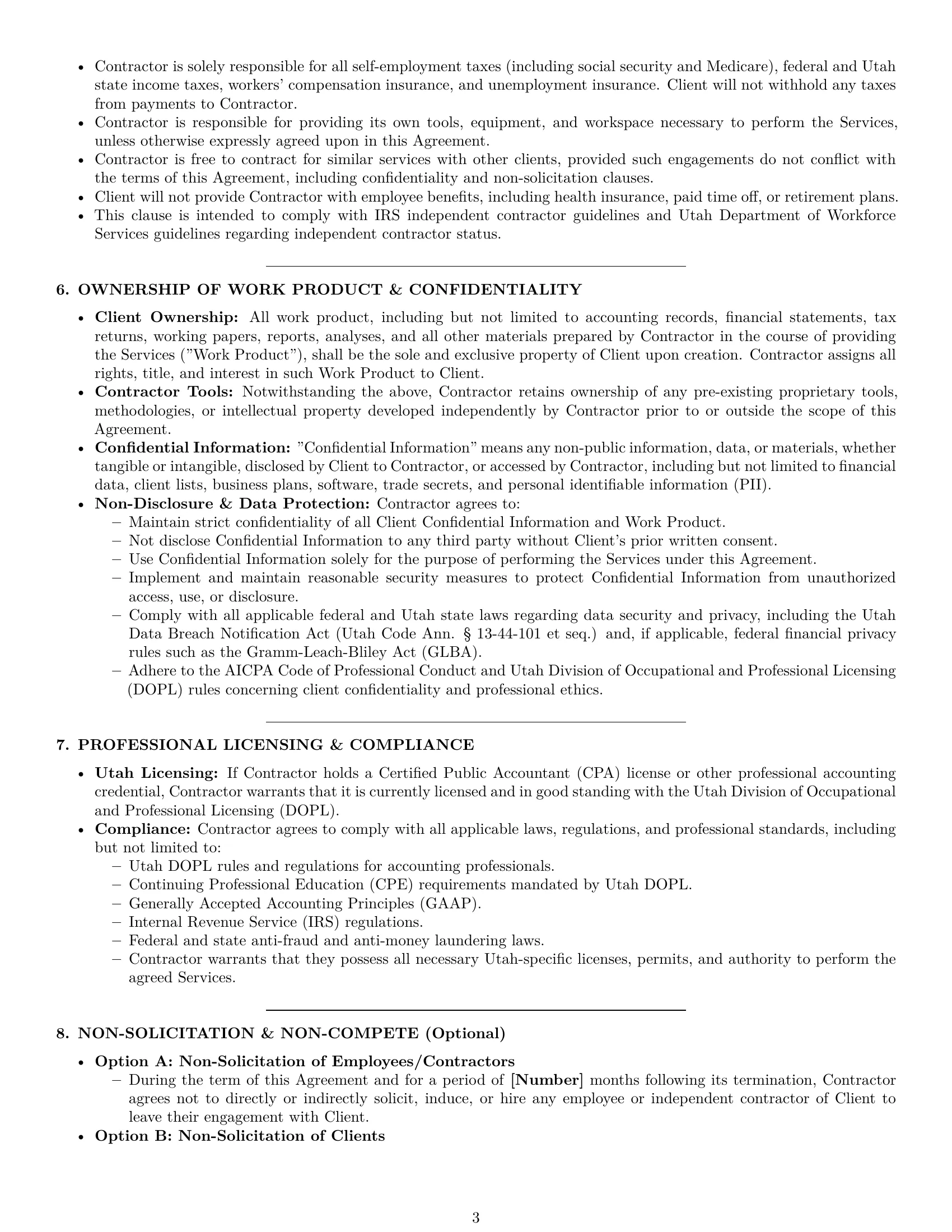 Preview page 3 of Pro Utah accounting independent contractor agreement template