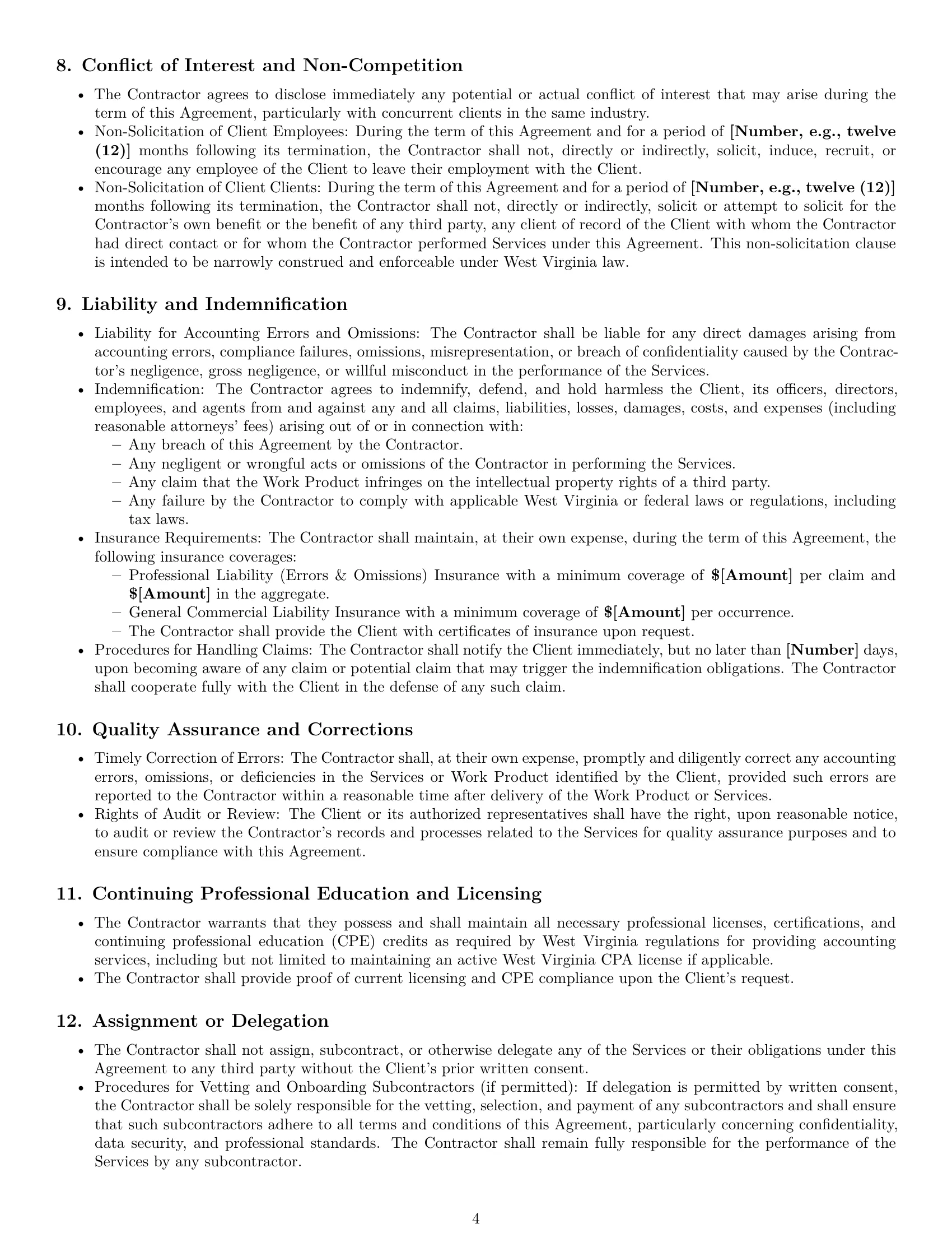 Preview page 4 of Pro West Virginia accounting independent contractor agreement template