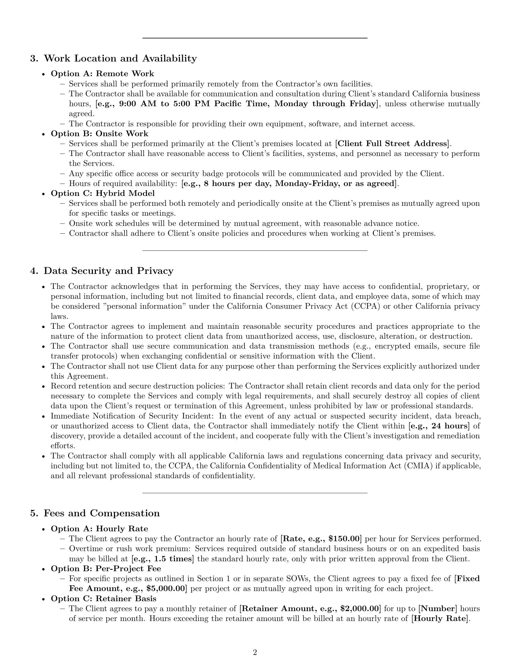 Preview page 2 of Pro California accounting independent contractor agreement template