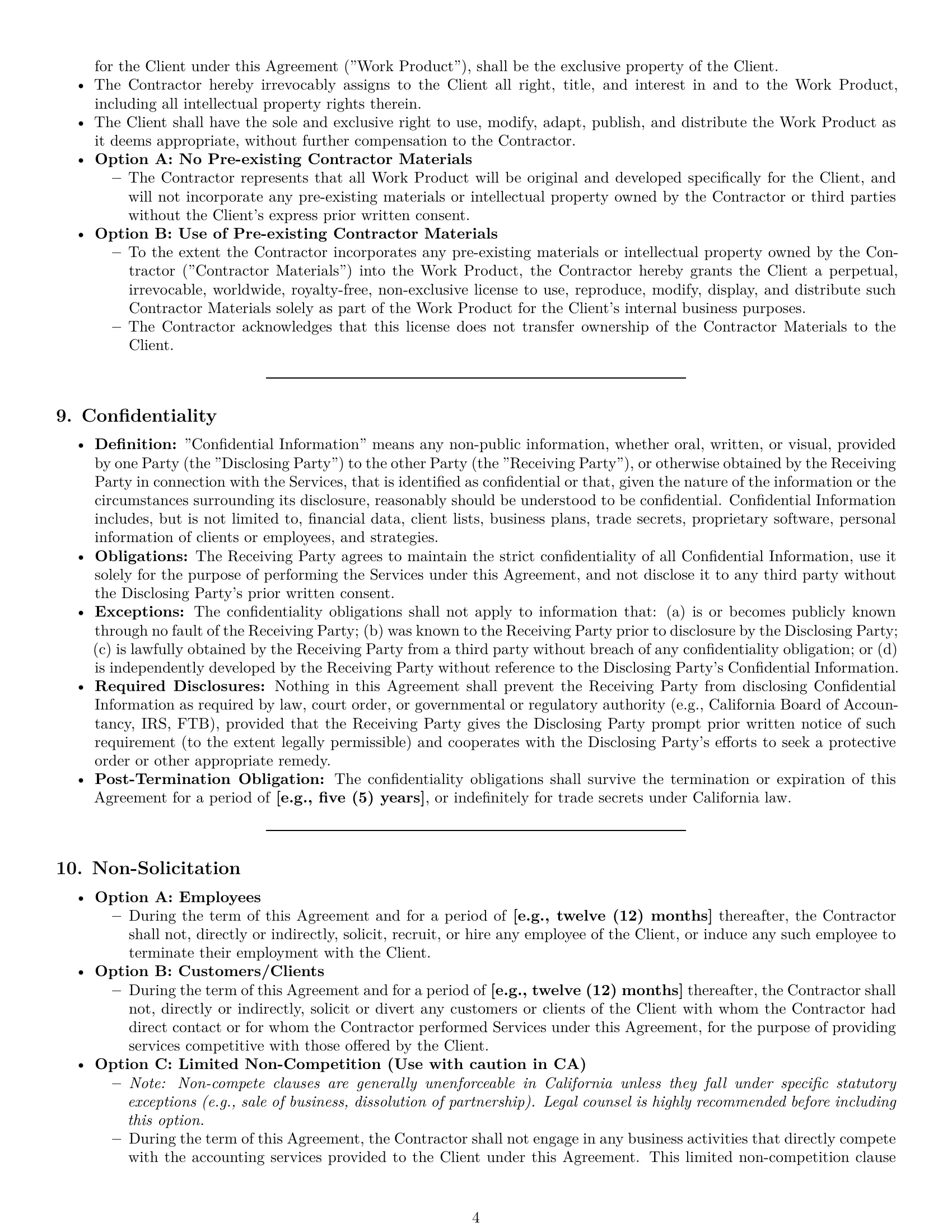 Preview page 4 of Pro California accounting independent contractor agreement template