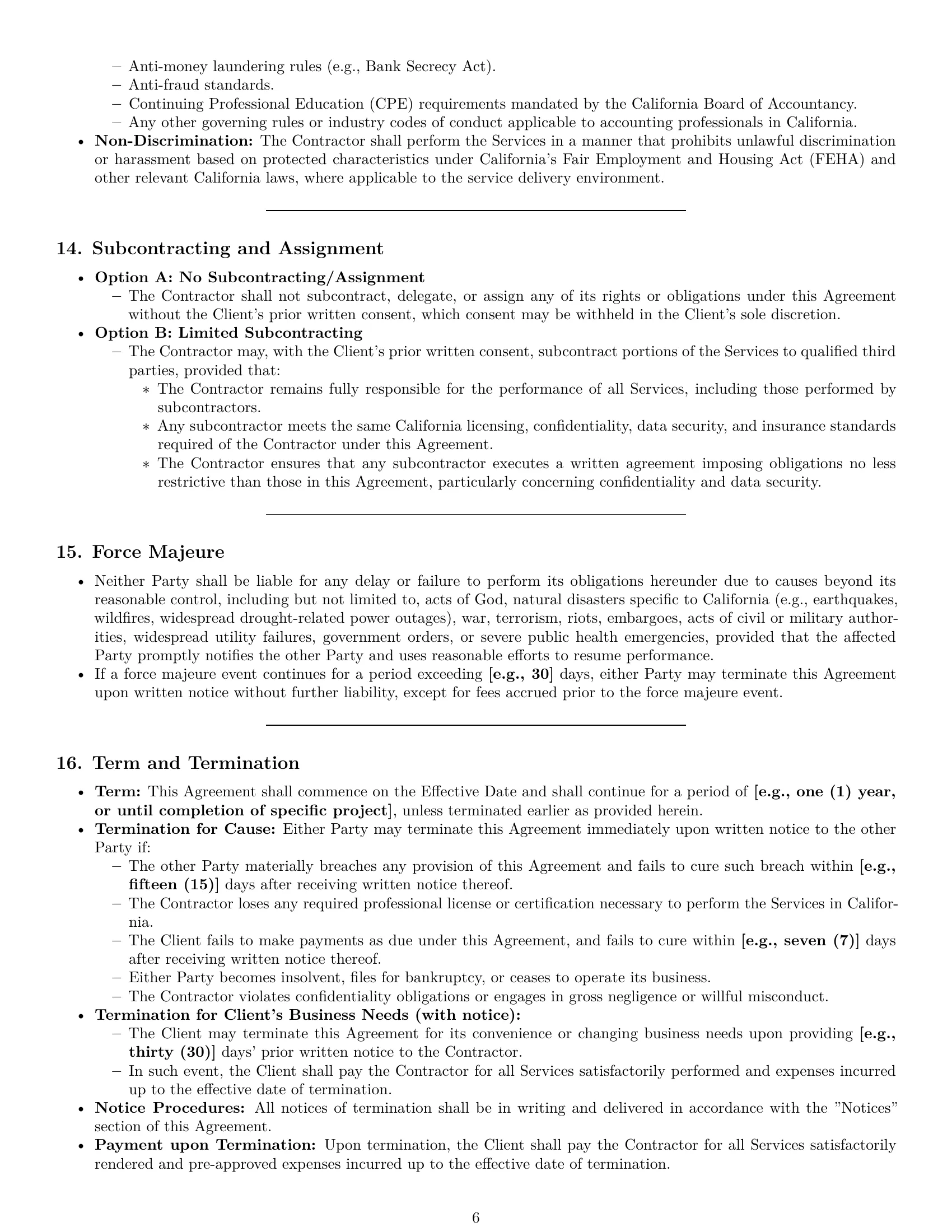 Preview page 6 of Pro California accounting independent contractor agreement template