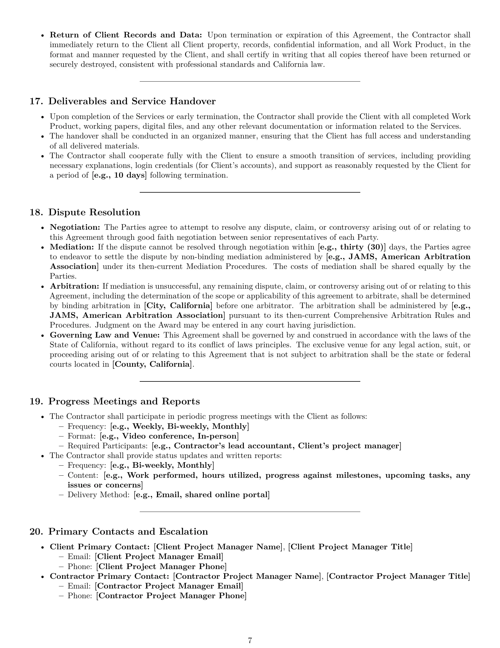 Preview page 7 of Pro California accounting independent contractor agreement template