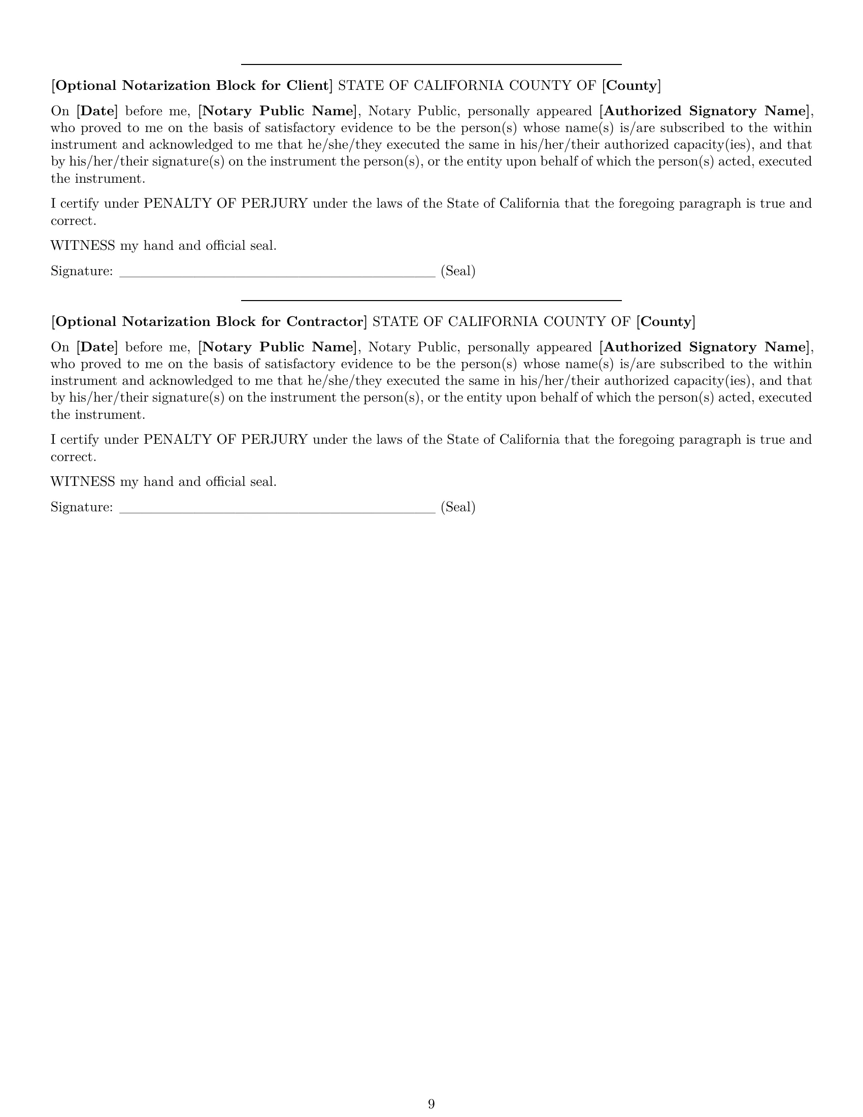 Preview page 9 of Pro California accounting independent contractor agreement template