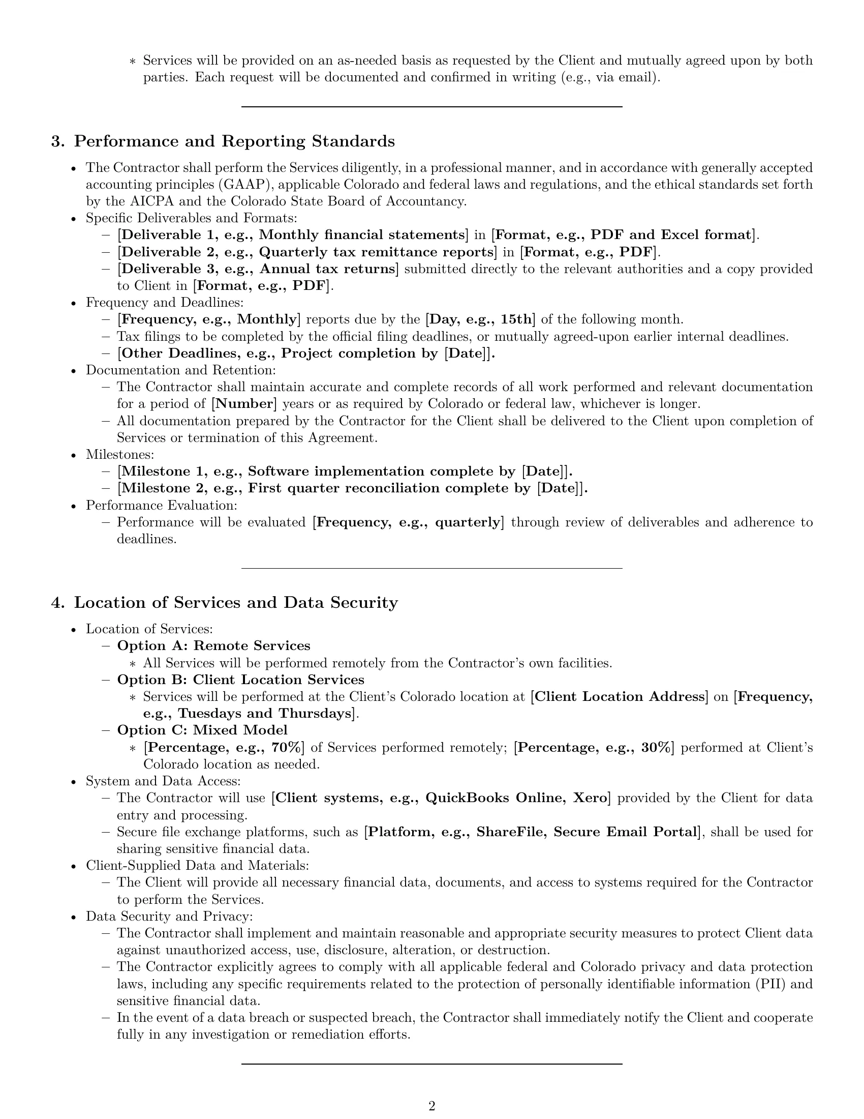 Preview page 2 of Pro Colorado accounting independent contractor agreement template