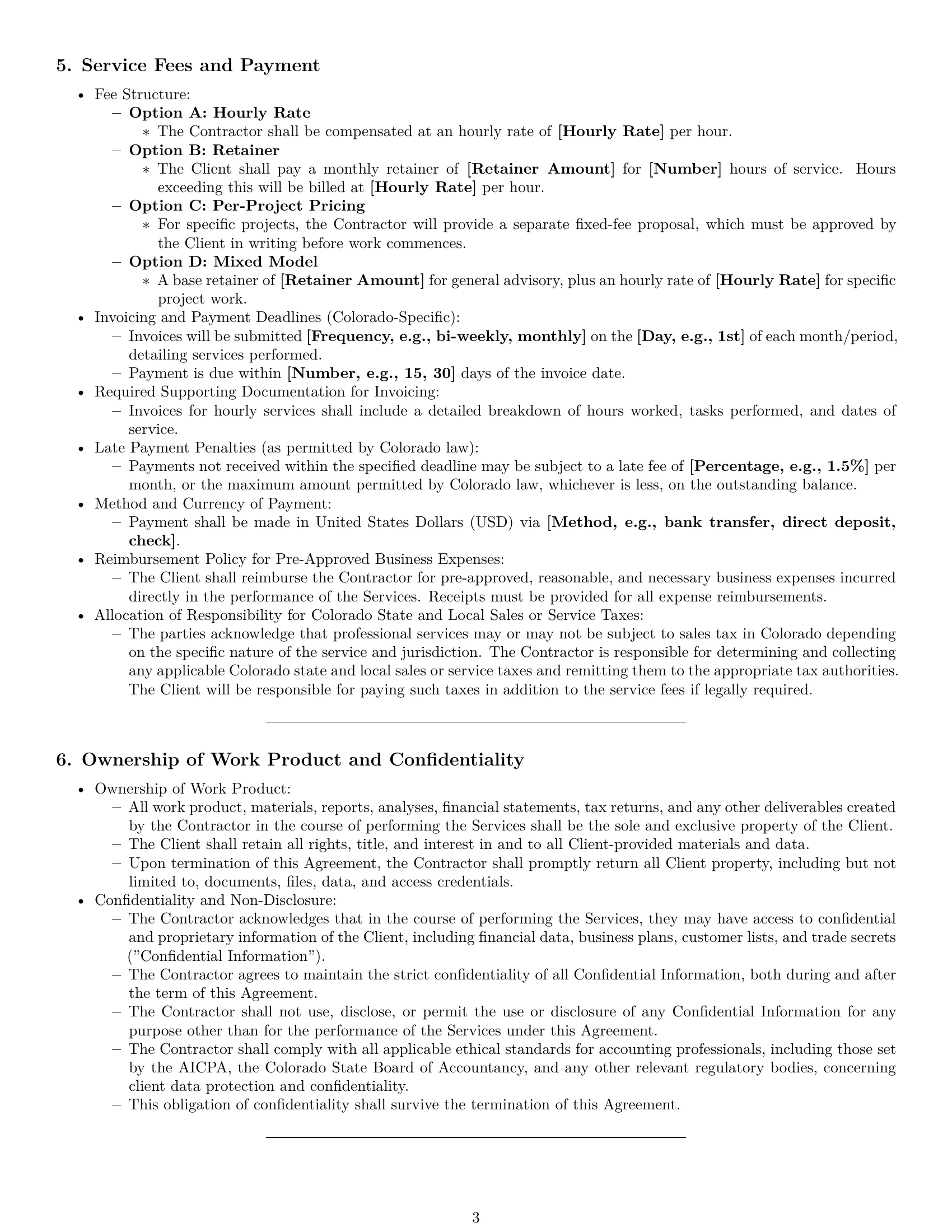 Preview page 3 of Pro Colorado accounting independent contractor agreement template