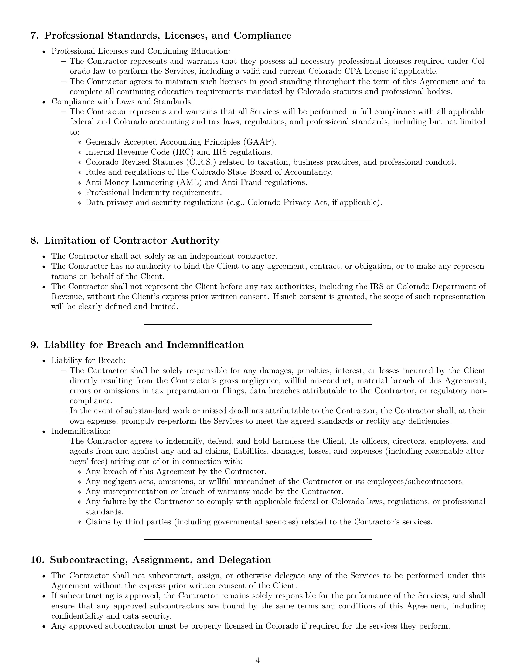 Preview page 4 of Pro Colorado accounting independent contractor agreement template