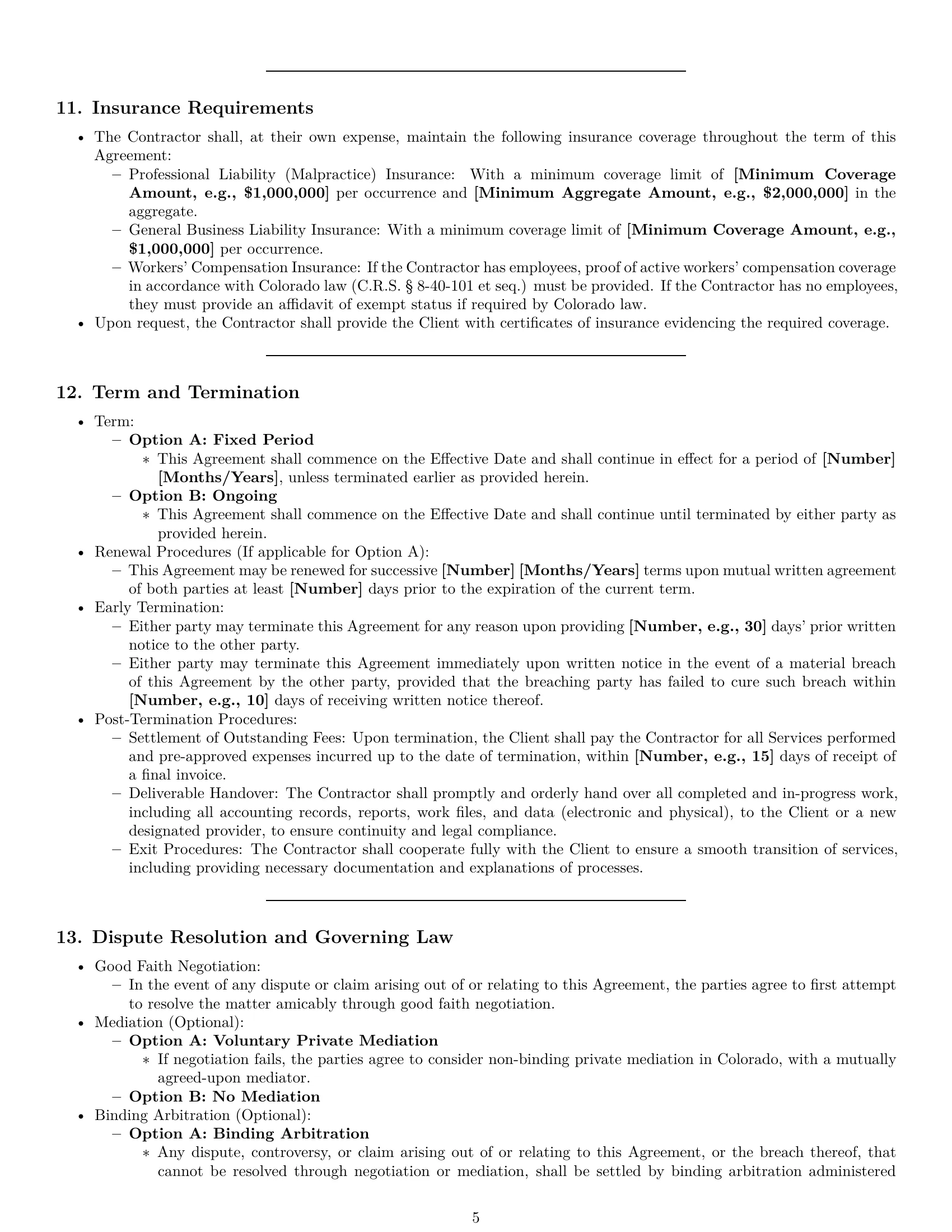 Preview page 5 of Pro Colorado accounting independent contractor agreement template