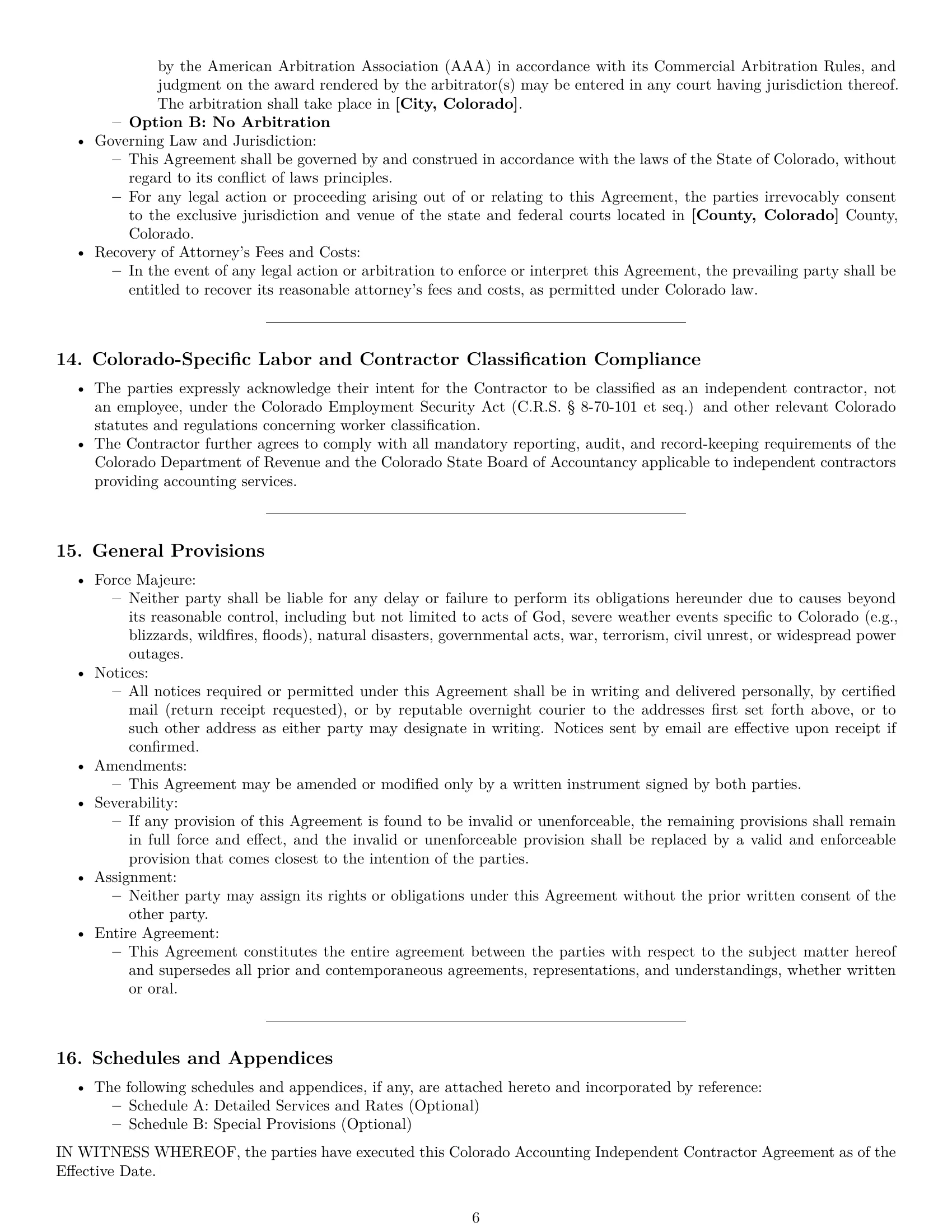 Preview page 6 of Pro Colorado accounting independent contractor agreement template