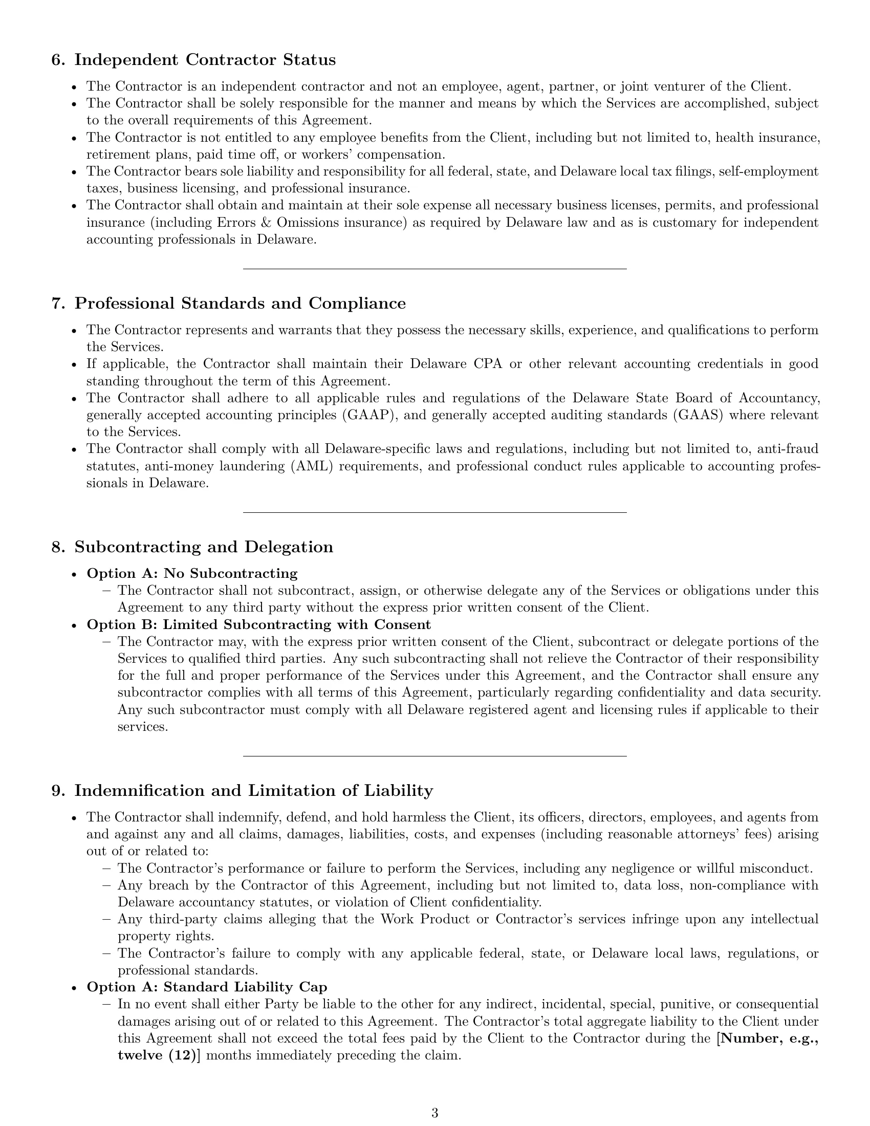 Preview page 3 of Pro Delaware accounting independent contractor agreement template