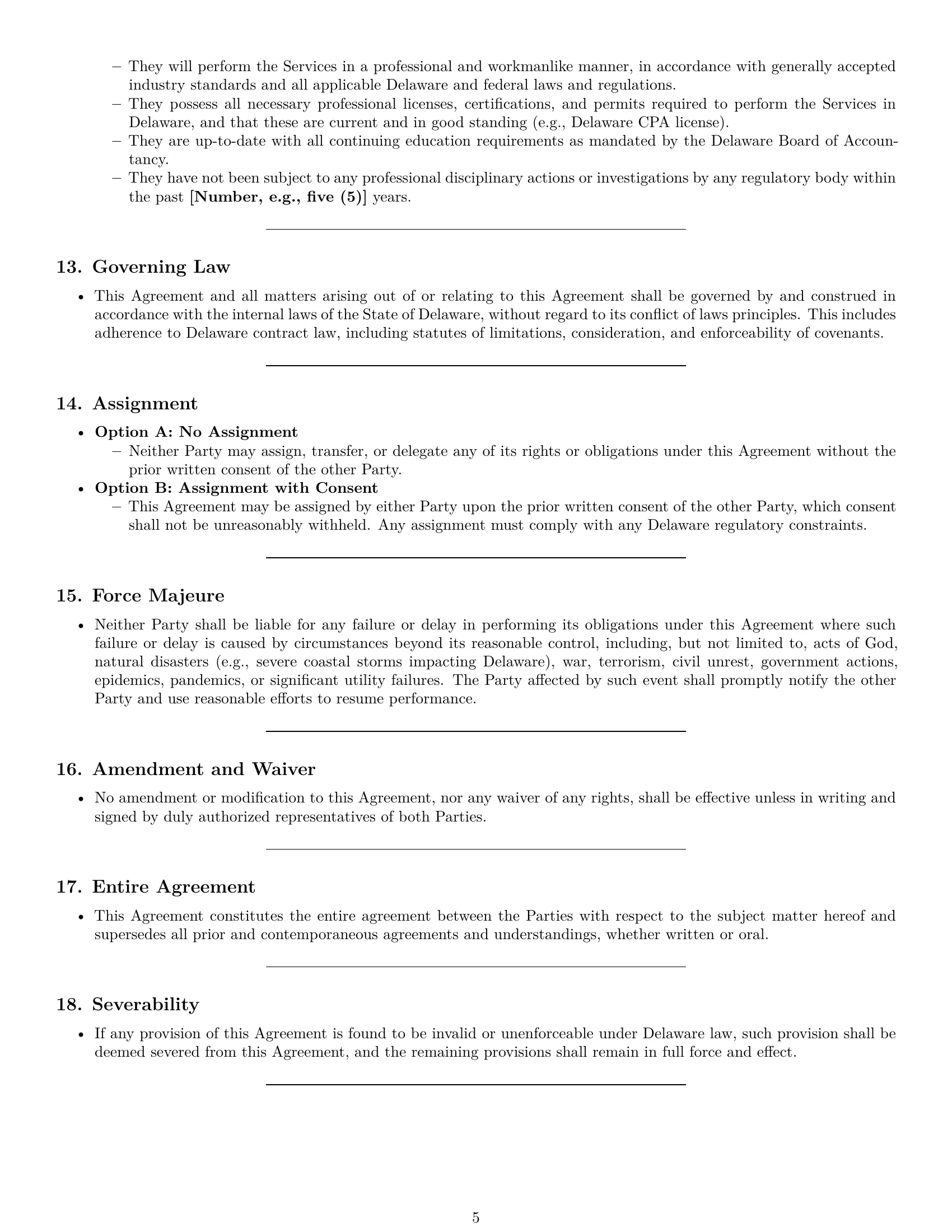 Preview page 5 of Pro Delaware accounting independent contractor agreement template